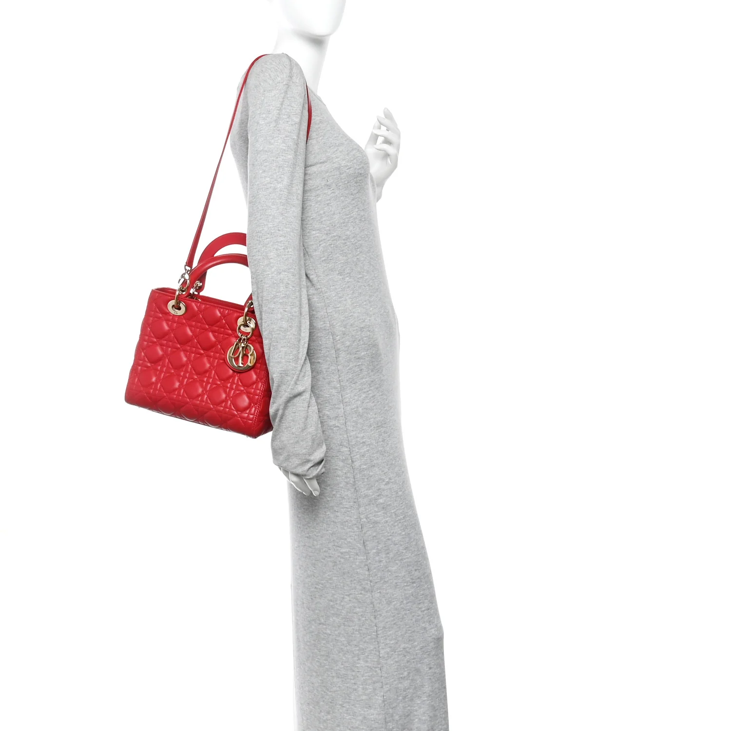 Lambskin Cannage Medium Lady Dior Red - Image 2