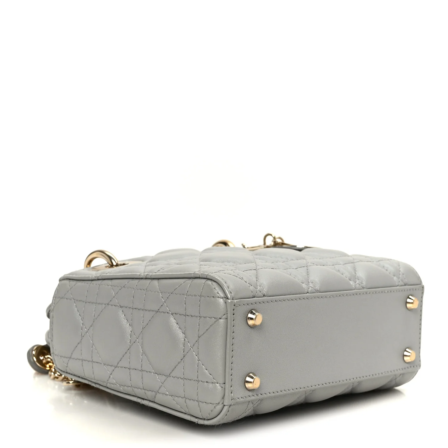 Lambskin Cannage Mini Lady Dior Gray Opaline - Image 4