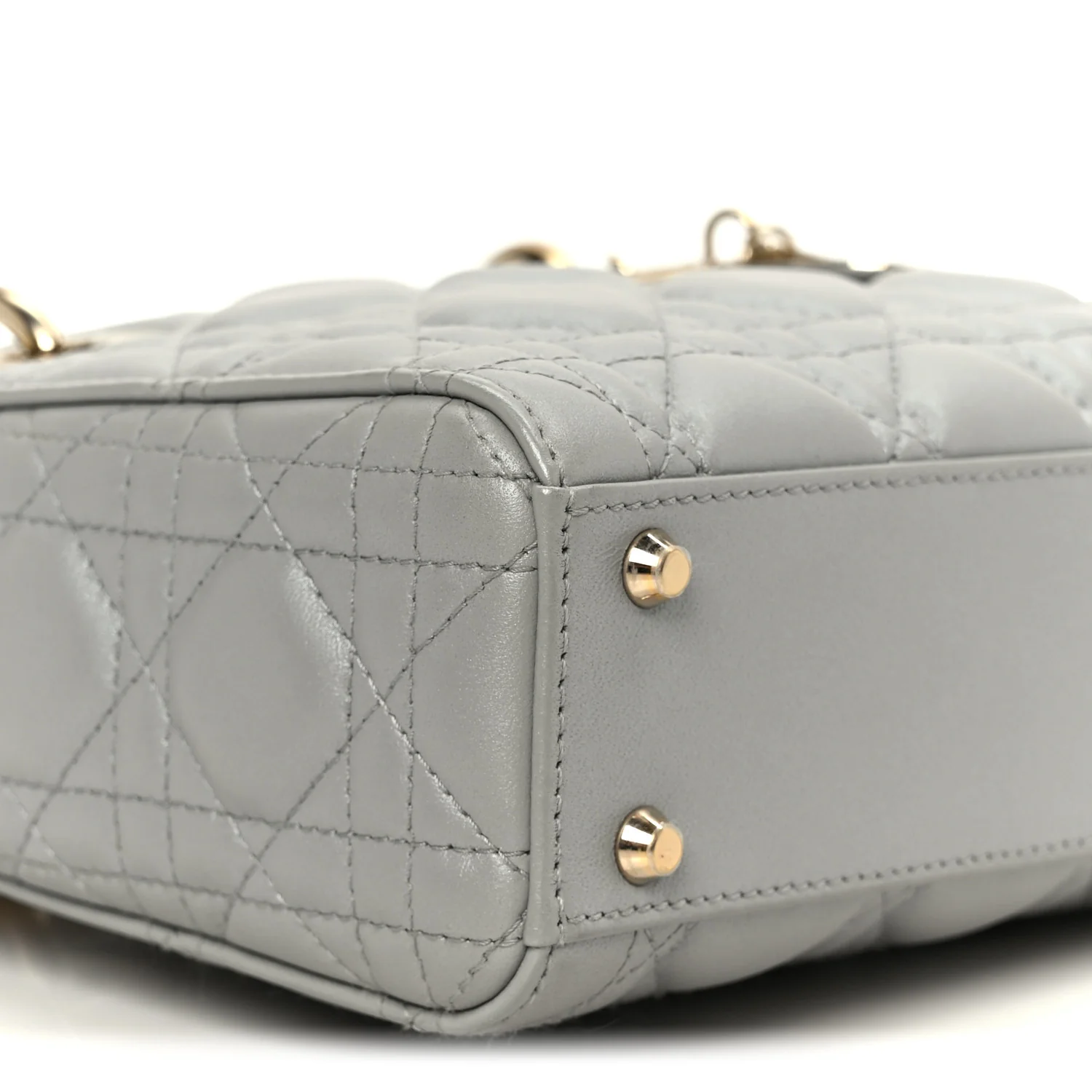 Lambskin Cannage Mini Lady Dior Gray Opaline - Image 9