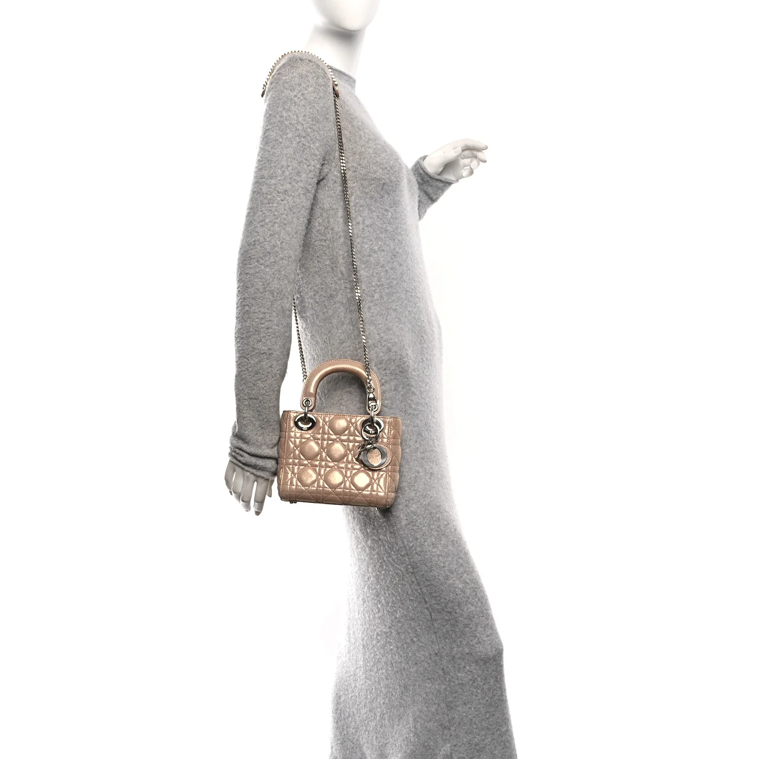 Lambskin Cannage Mini Lady Dior Powder Beige - Image 2