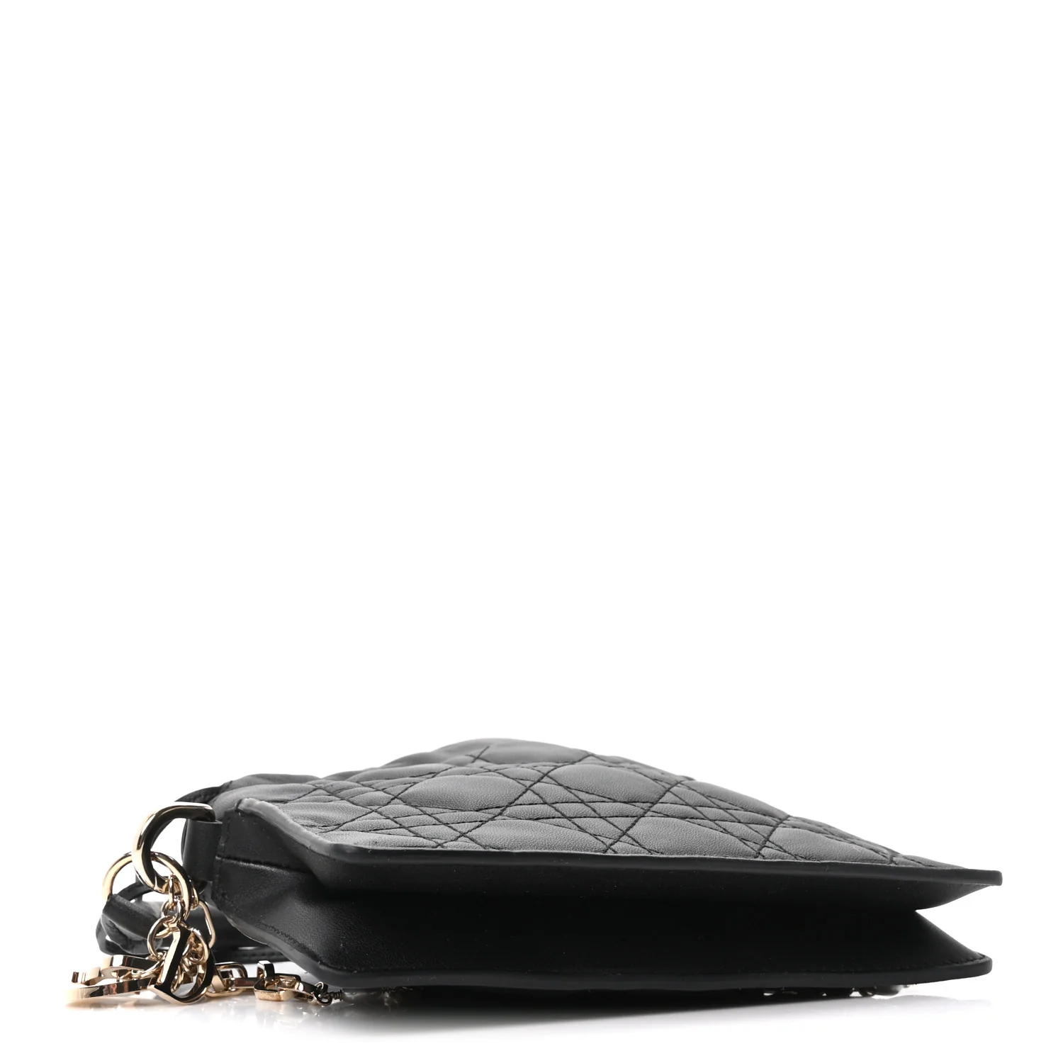 Lambskin Cannage Mini Top Handle Drawstring Bag Black - Image 4