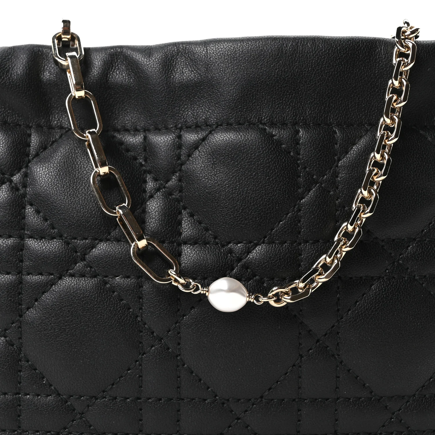 Lambskin Cannage Mini Top Handle Drawstring Bag Black - Image 7