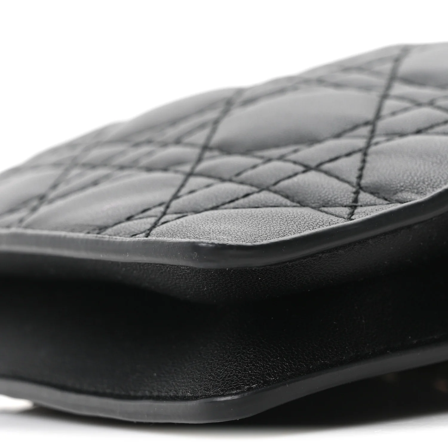 Lambskin Cannage Mini Top Handle Drawstring Bag Black - Image 9