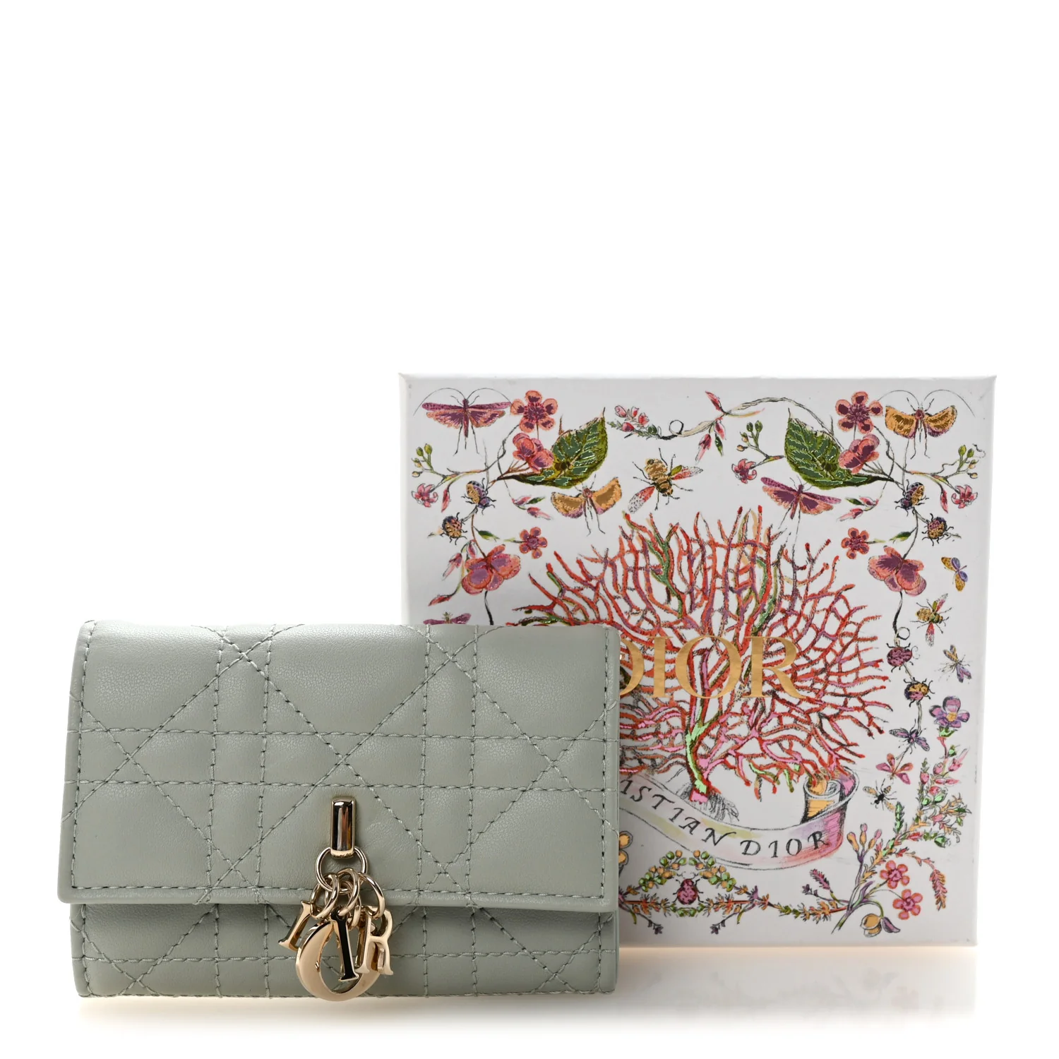 Lambskin Cannage Miss Dior Glycine Wallet Pistache - Image 8