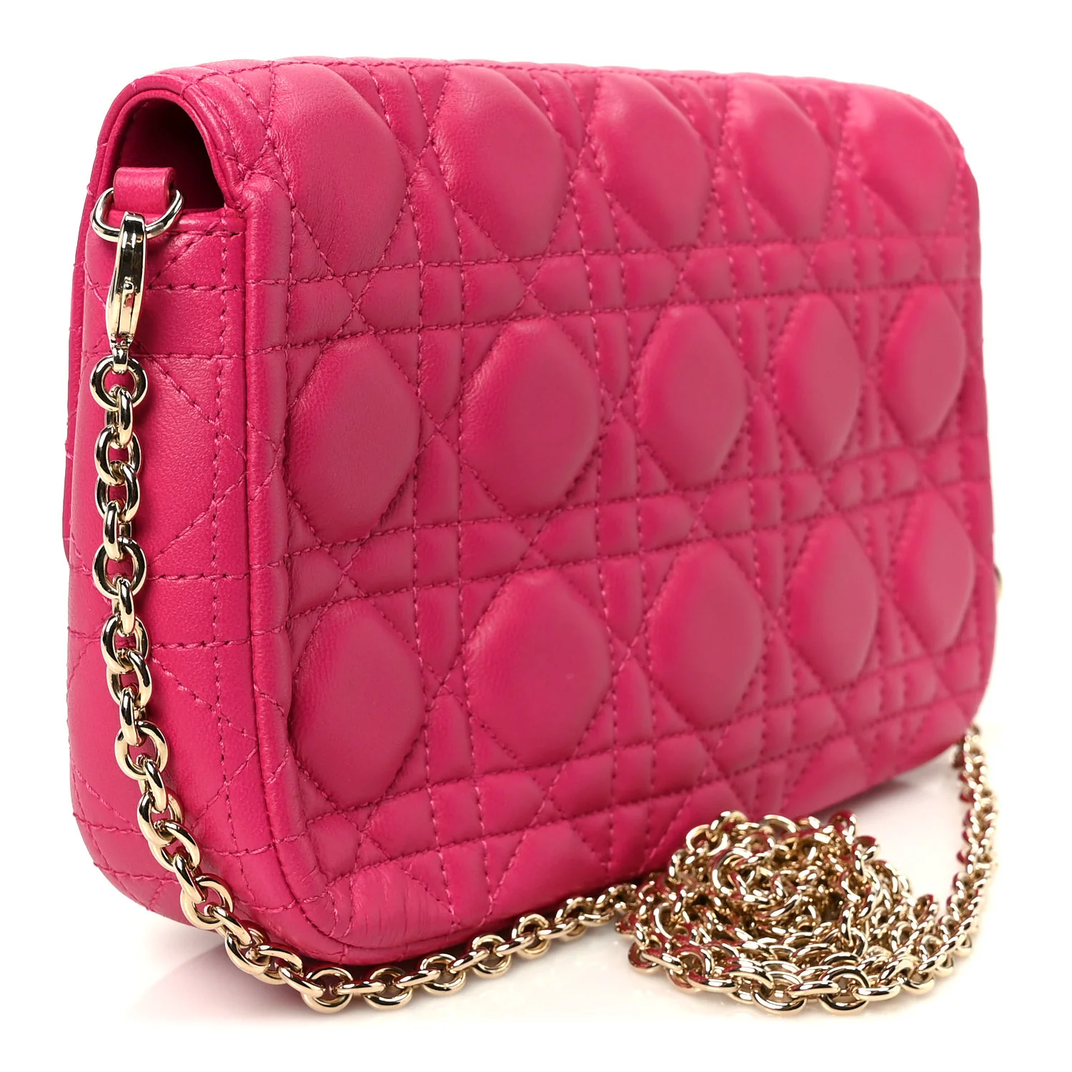 Lambskin Cannage Miss Dior Promenade Pouch Fuchsia - Image 3