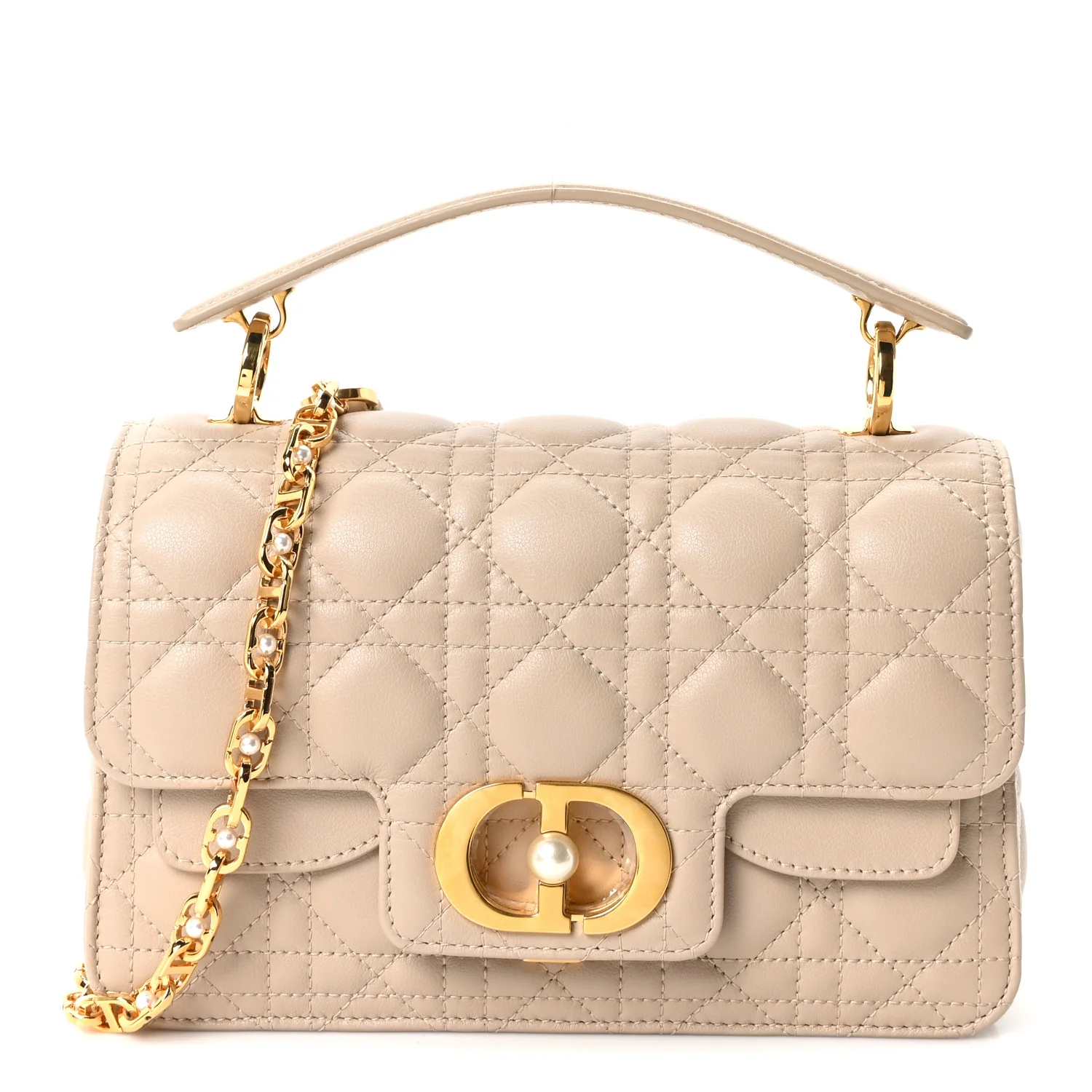 Lambskin Cannage Small Jolie Top Handle Bag Powder Beige Latte - Image 2