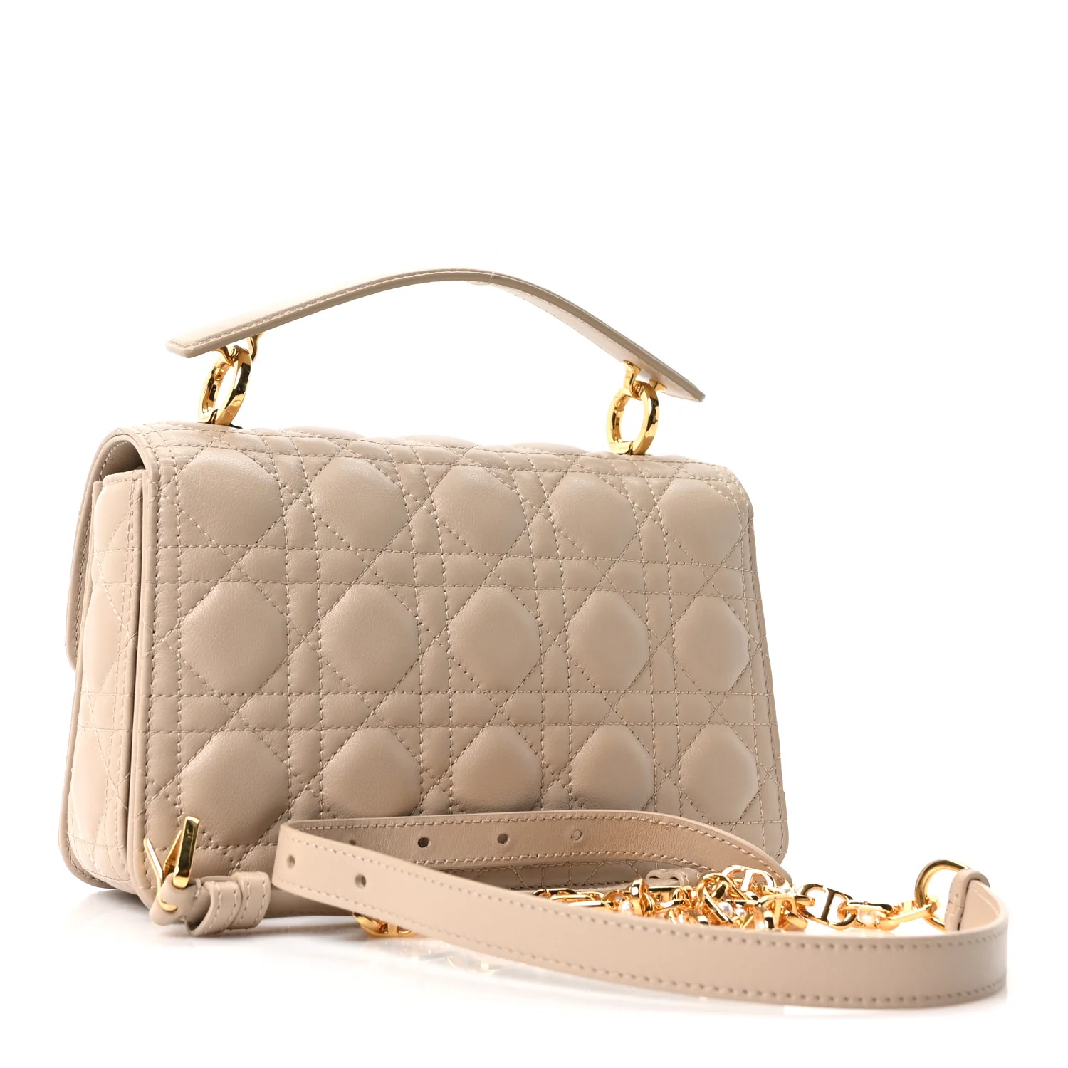 Lambskin Cannage Small Jolie Top Handle Bag Powder Beige Latte - Image 5