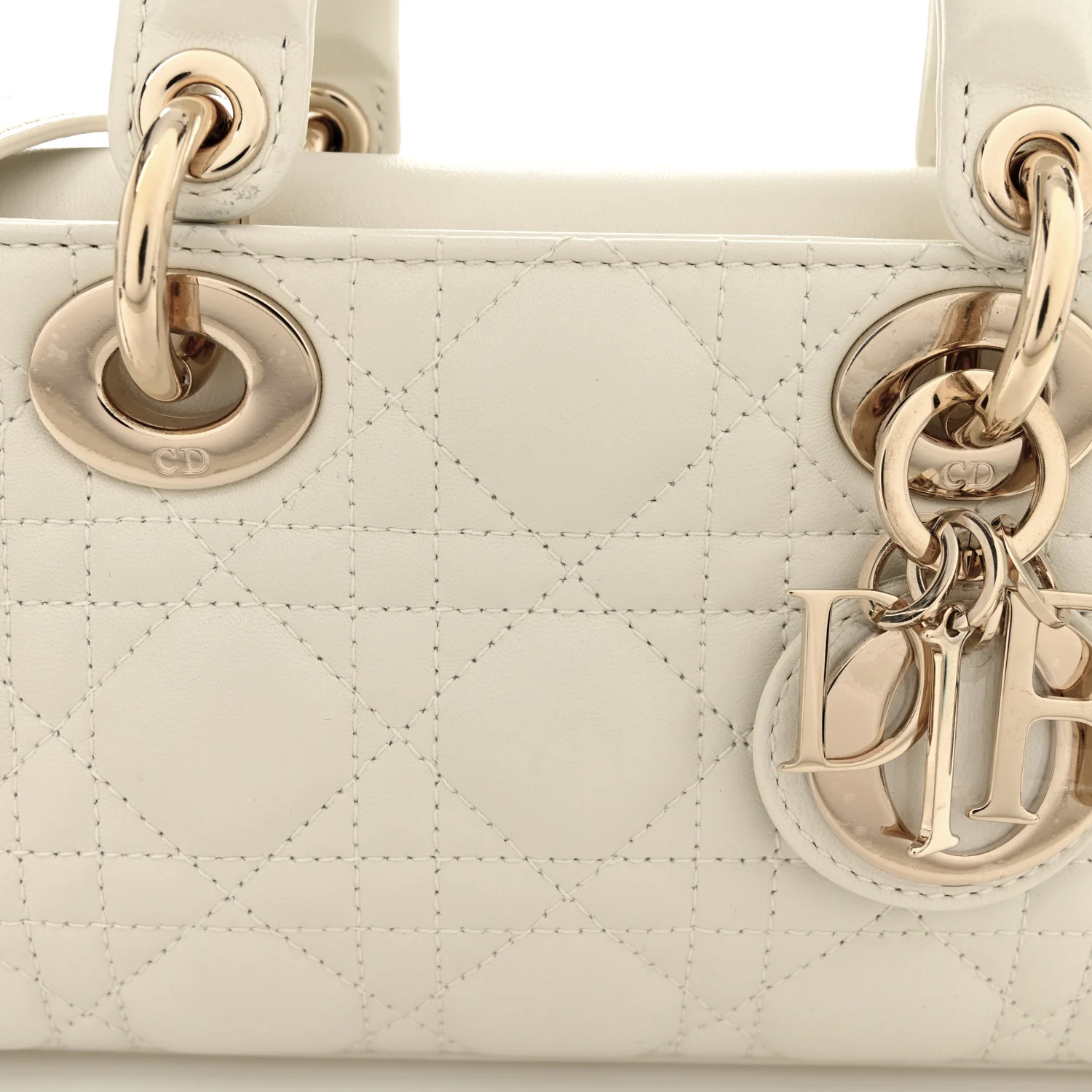 Lambskin Cannage Small Lady D-Joy Latte - Image 14