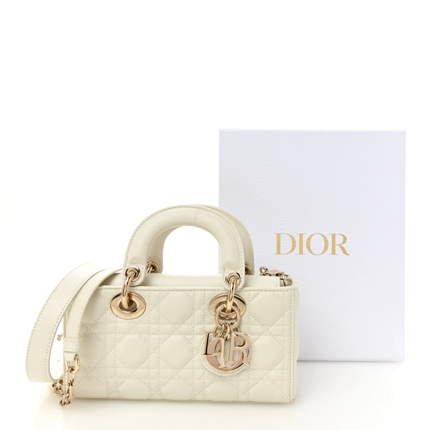 Lambskin Cannage Small Lady D-Joy Latte - Image 31