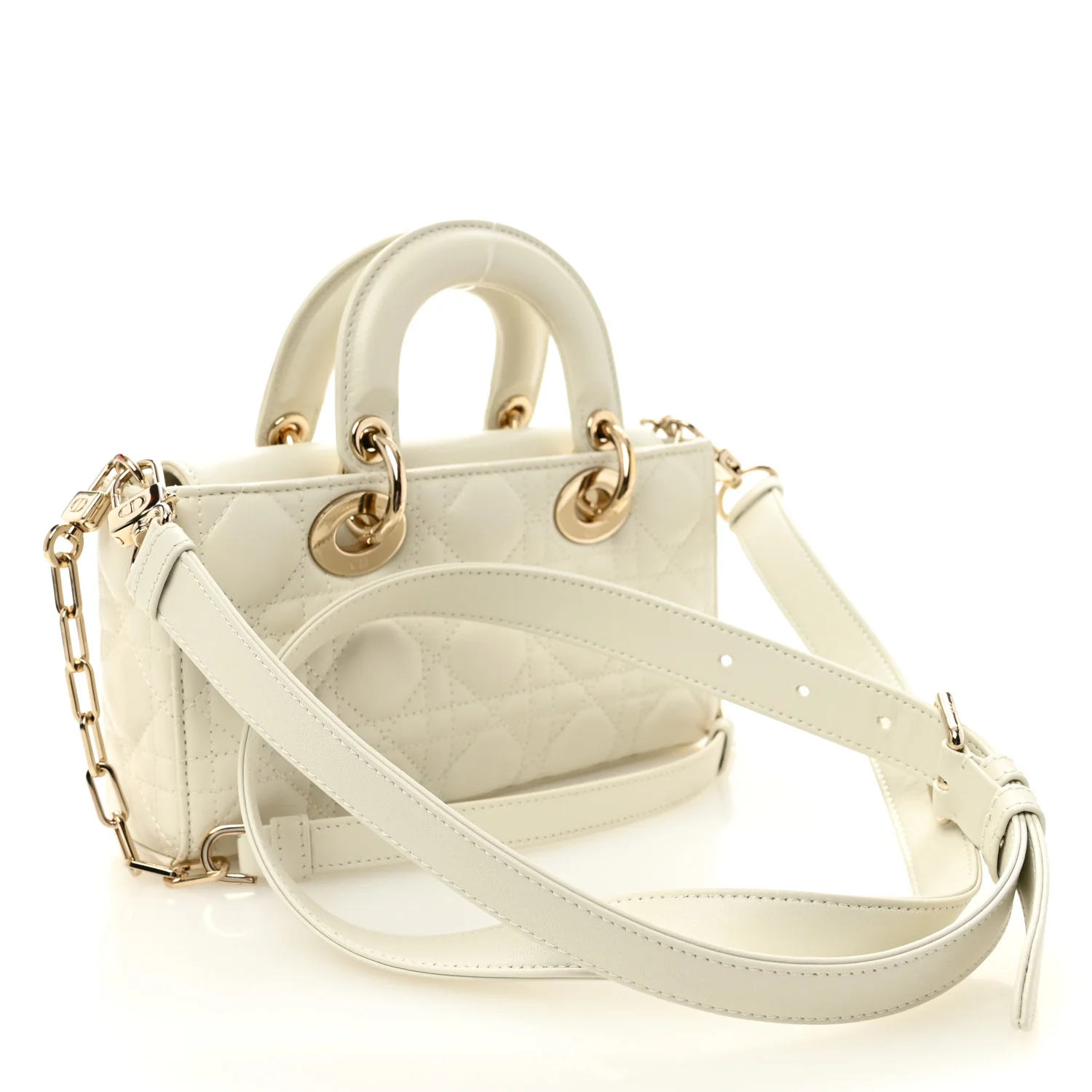 Lambskin Cannage Small Lady D-Joy Latte - Image 9