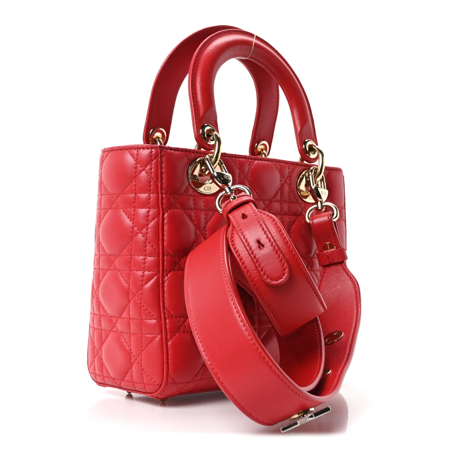 Lambskin Cannage Small Lucky Badges Lady Dior Red - Image 3