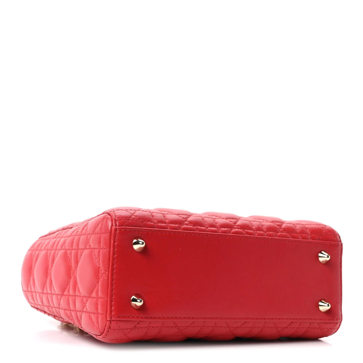 Lambskin Cannage Small Lucky Badges Lady Dior Red - Image 4