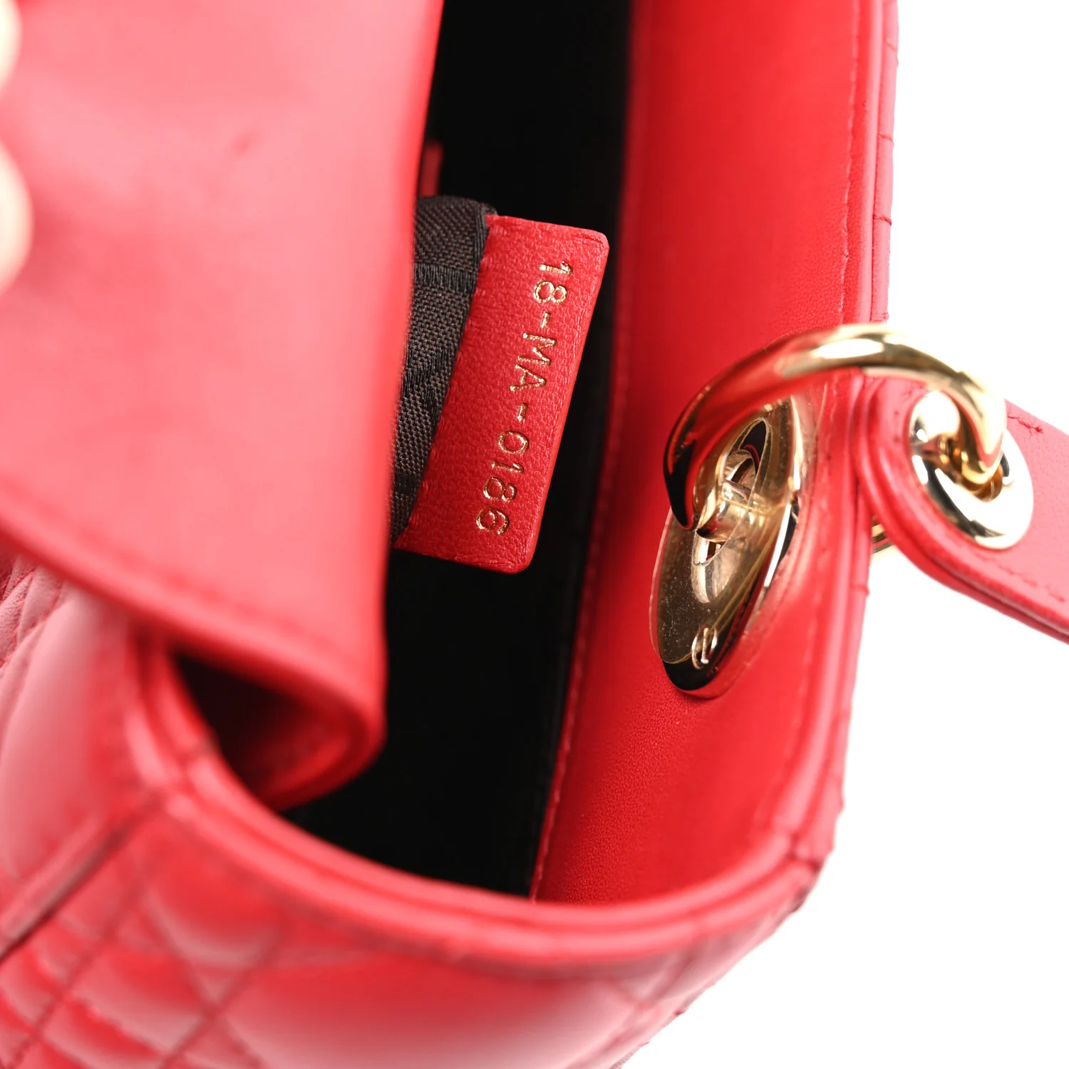 Lambskin Cannage Small Lucky Badges Lady Dior Red - Image 7