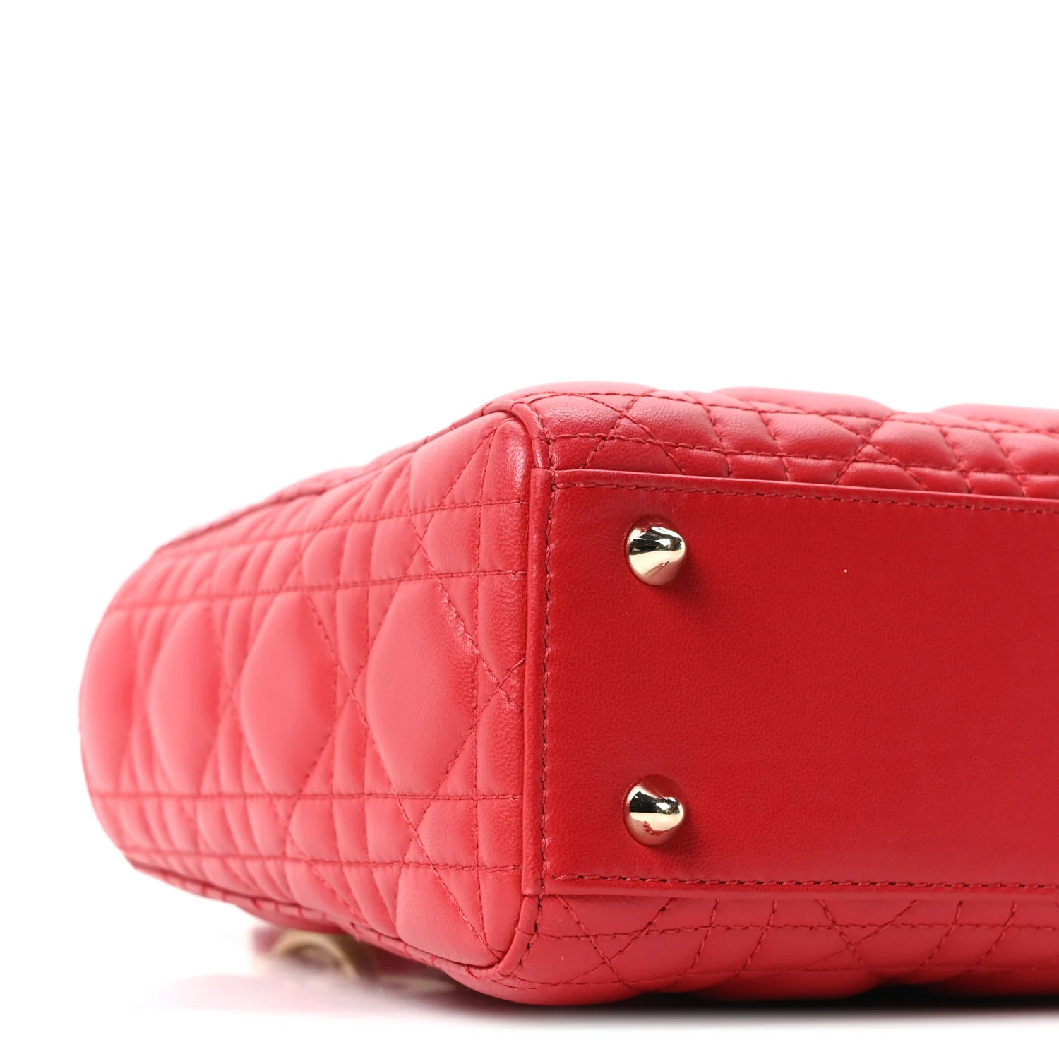 Lambskin Cannage Small Lucky Badges Lady Dior Red - Image 9