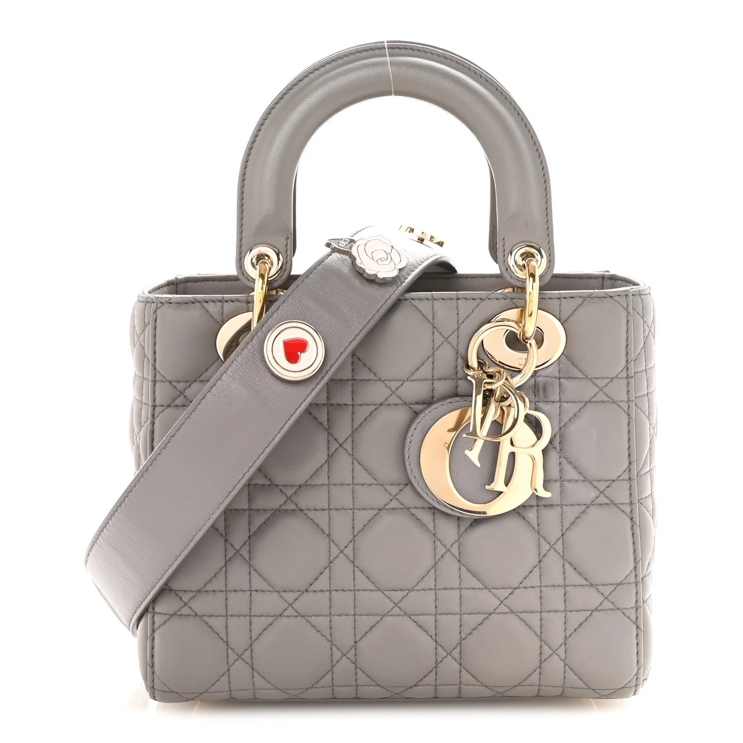 Lambskin Cannage Small Lucky Badges My Lady Dior Grey