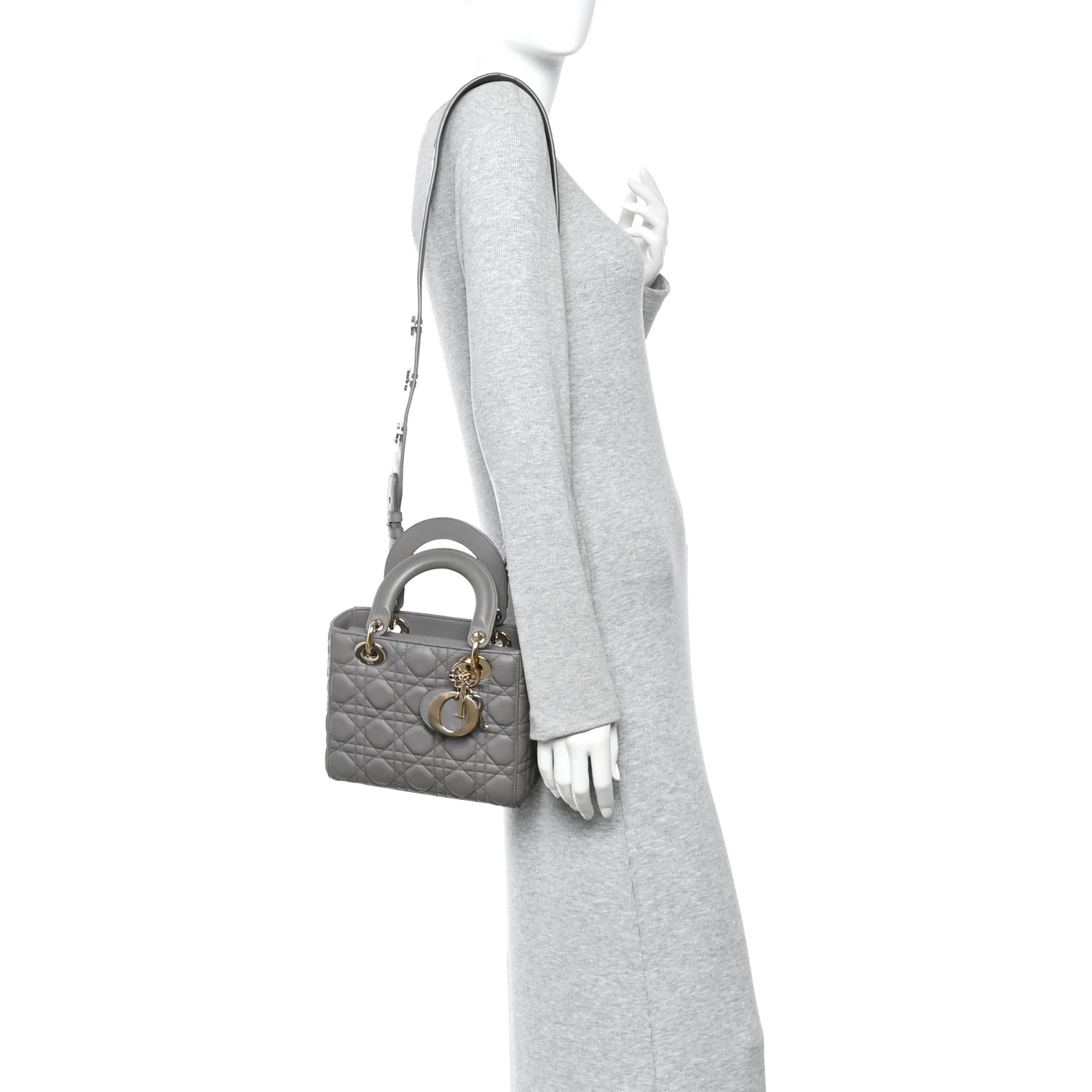 Lambskin Cannage Small Lucky Badges My Lady Dior Grey - Image 2
