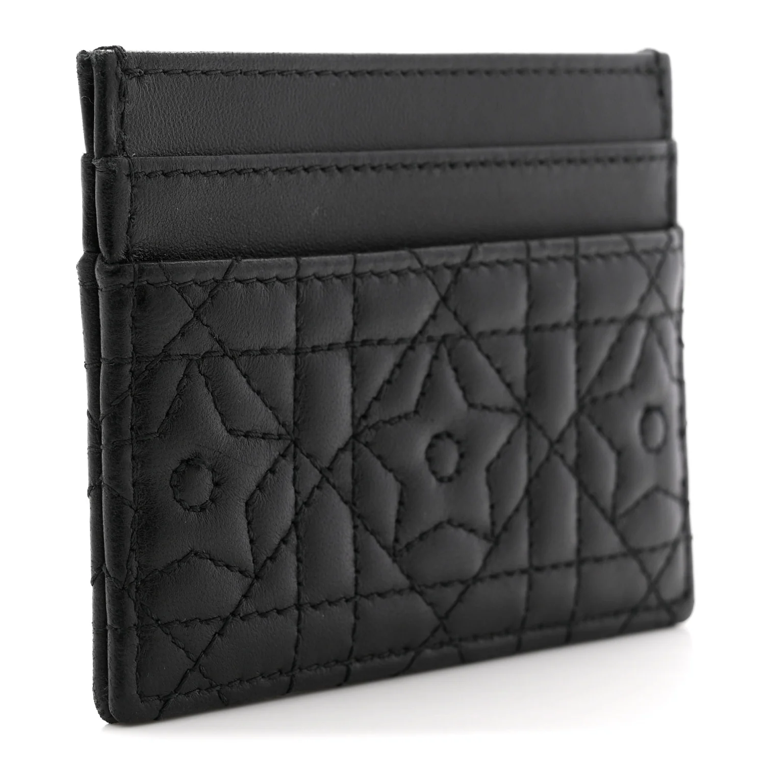 Lambskin Pearl Star Cannage Dior Card Holder Black - Image 3