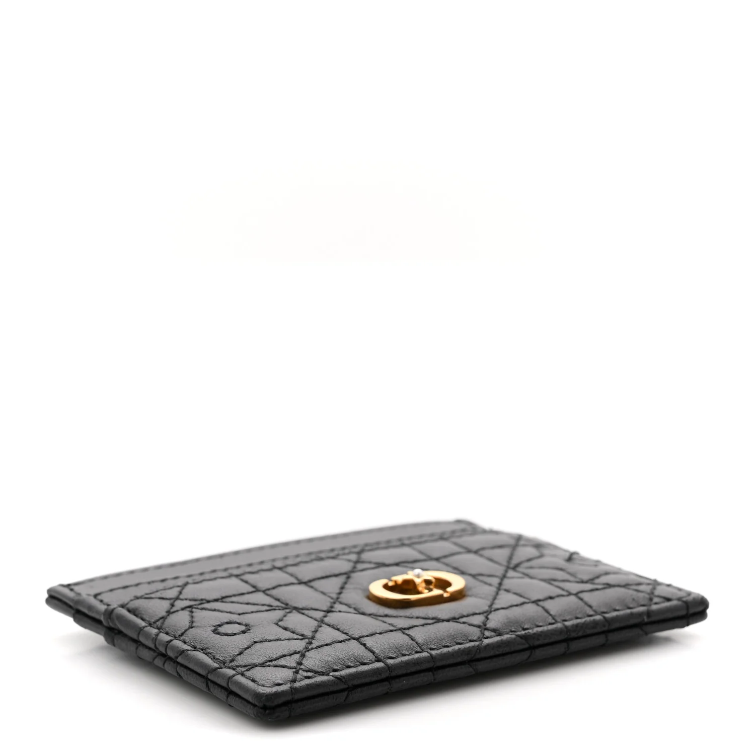 Lambskin Pearl Star Cannage Dior Card Holder Black - Image 4