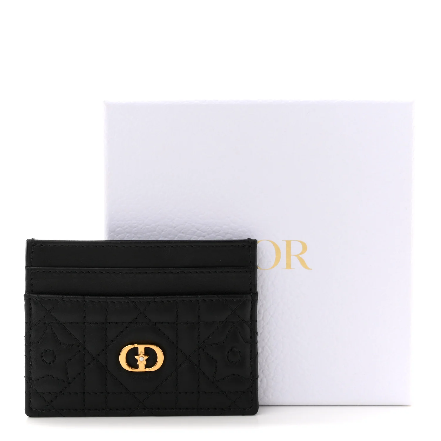 Lambskin Pearl Star Cannage Dior Card Holder Black - Image 8