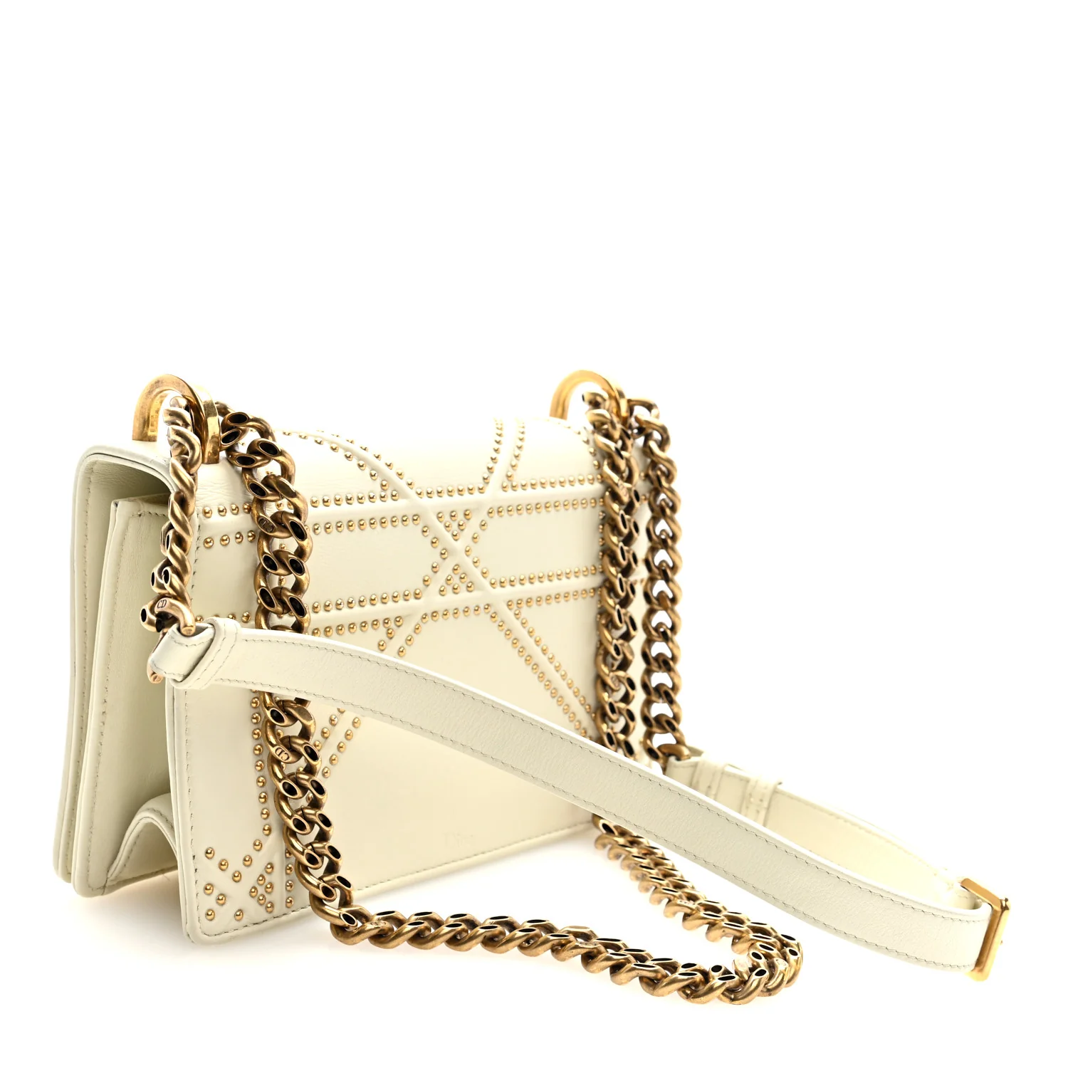 Lambskin Studded Small Diorama Flap Bag Latte - Image 3