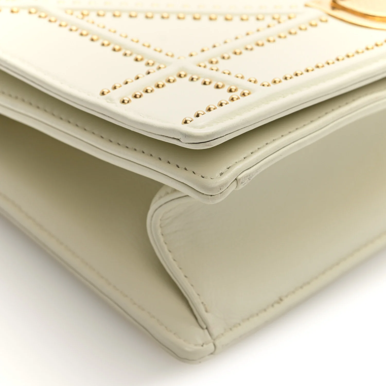 Lambskin Studded Small Diorama Flap Bag Latte - Image 8
