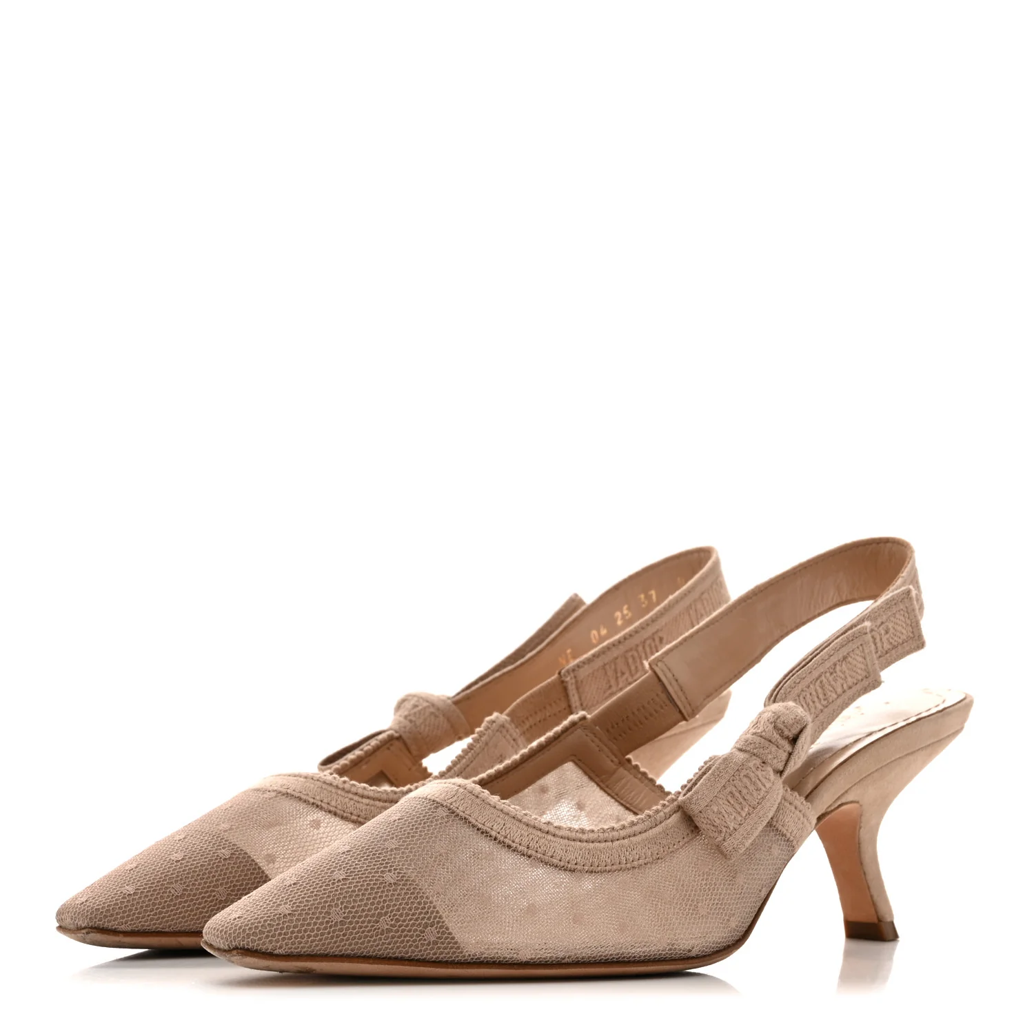 Mesh Plumetis Suede Ribbon J'Adior Slingback 65mm Pumps 37 Nude - Image 4