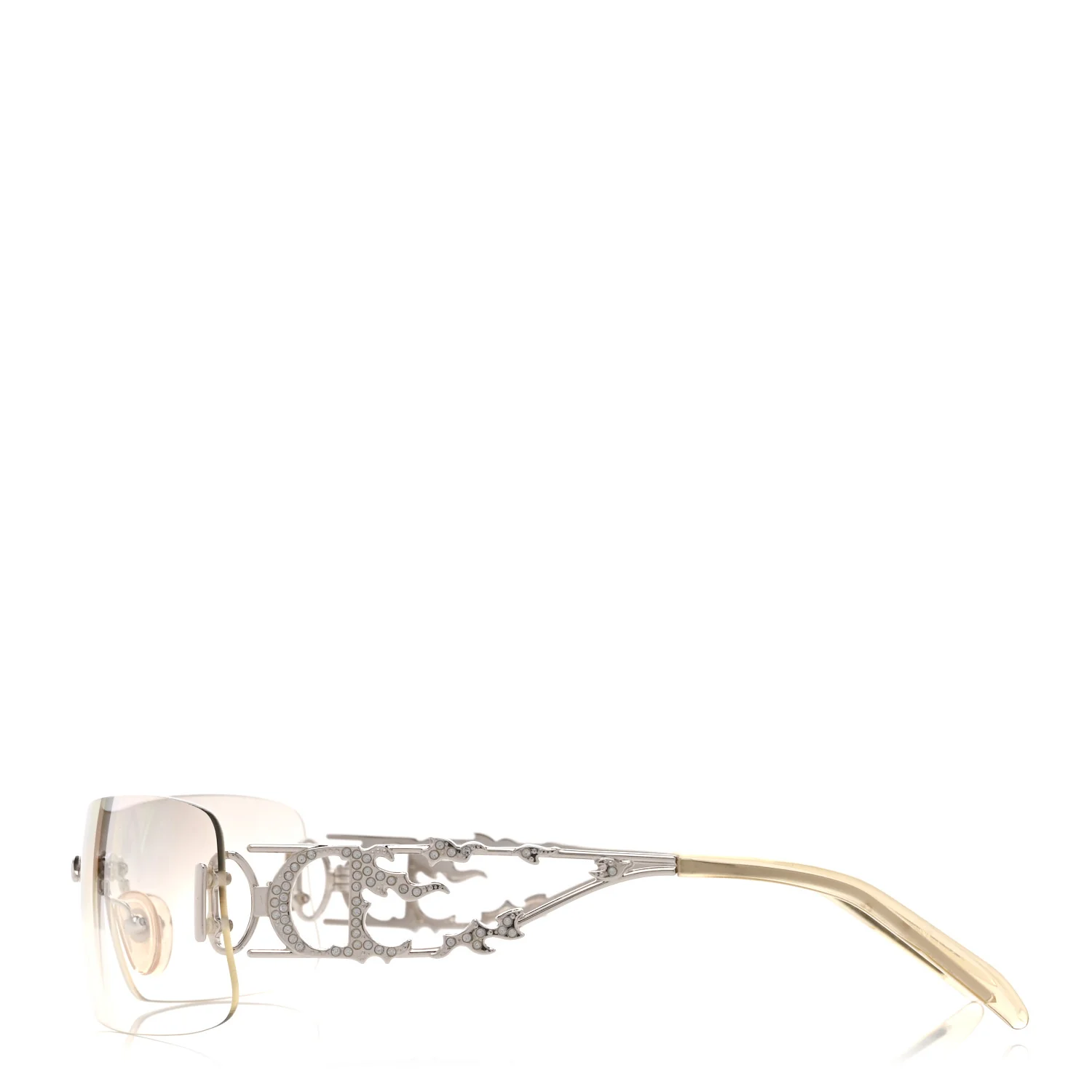 Metal Crystal DiorFire Sunglasses Silver - Image 3