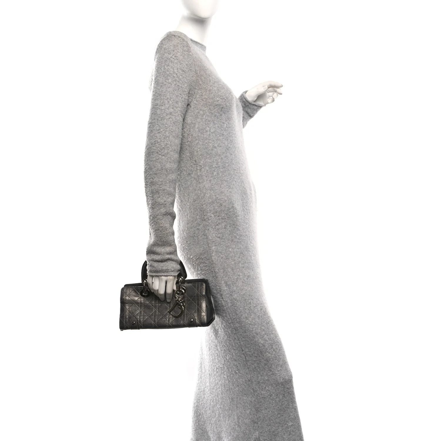 Metallic Calfskin Cannage Stitched Small East West Lady Dior Bronze - Image 2