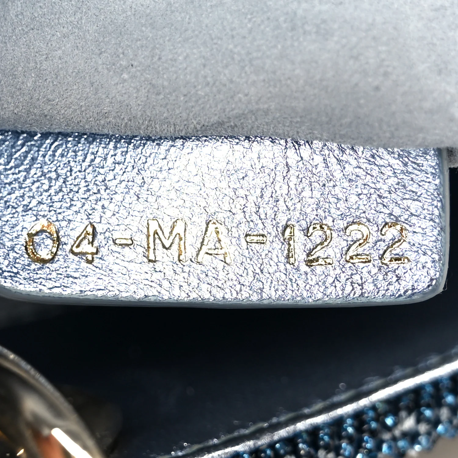 Metallic Calfskin Satin Celestial Bead Embroidery Cannage Mini Lady Dior Blue - Image 7