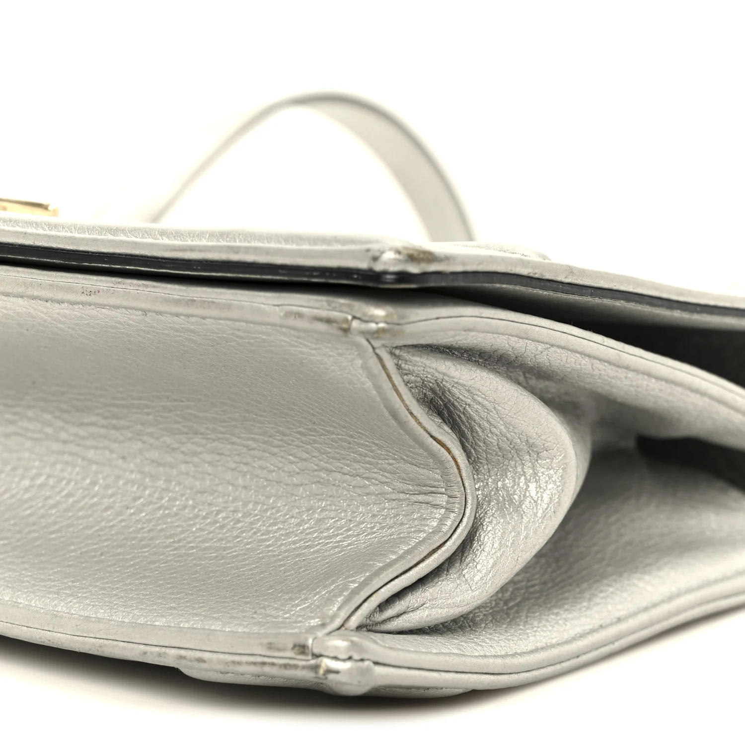 Metallic Grained Calfskin Medium Diorama Flap Bag Silver - Image 10