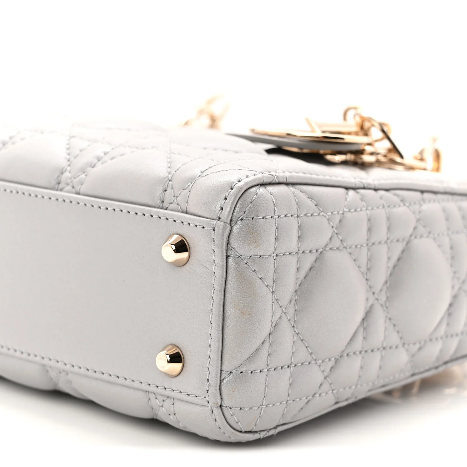 Metallic Lambskin Cannage Mini Lady Dior Grey - Image 10