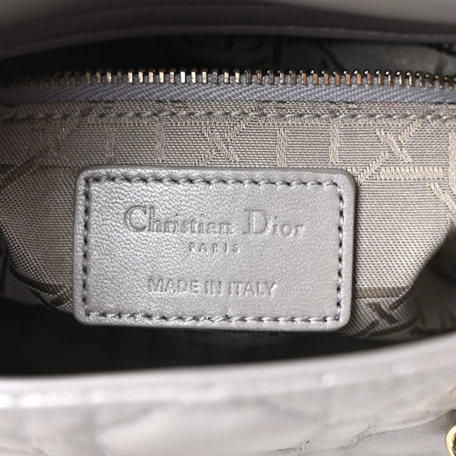 Metallic Lambskin Cannage Mini Lady Dior Grey - Image 10