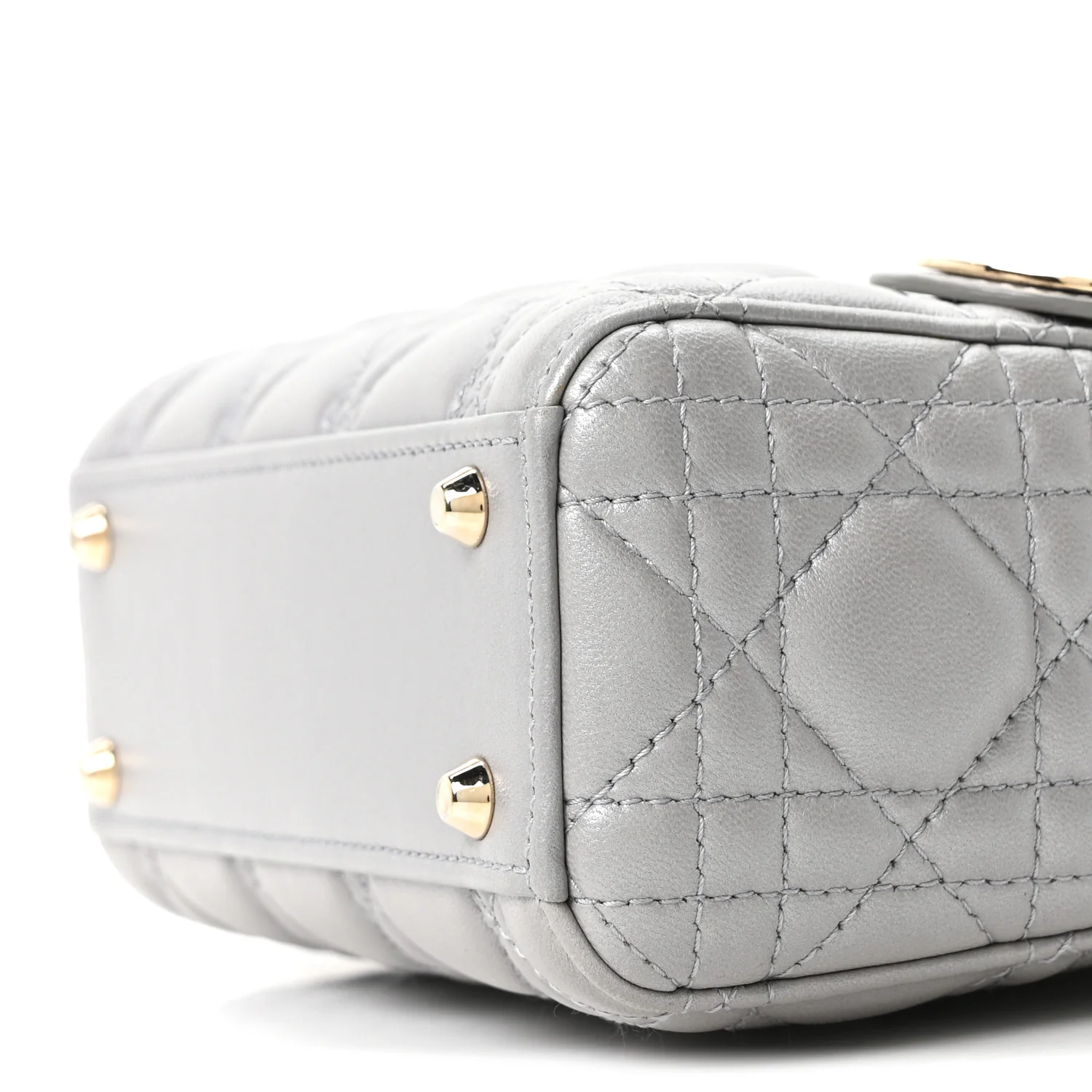 Metallic Lambskin Cannage Mini Lady Dior Grey - Image 18