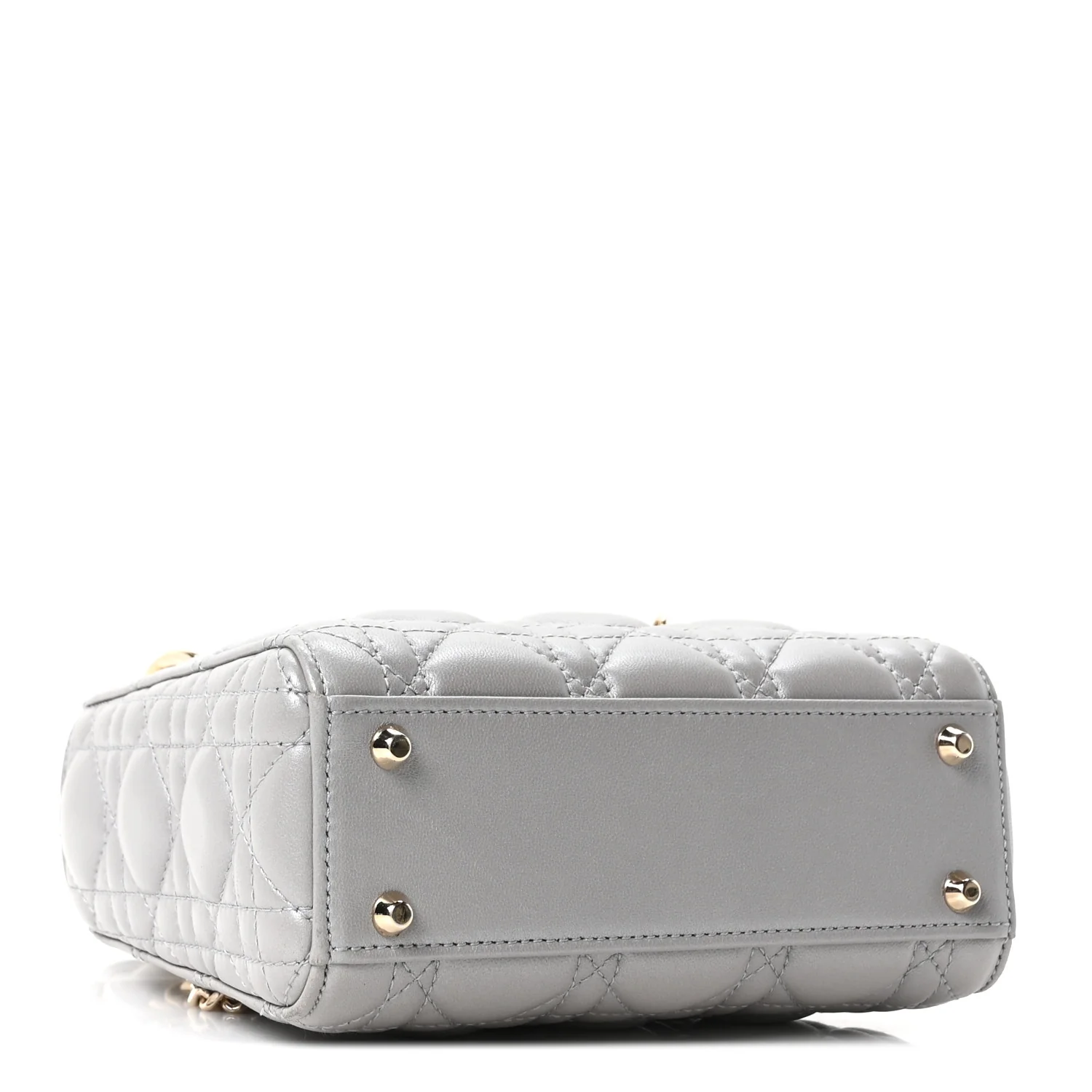 Metallic Lambskin Cannage Mini Lady Dior Grey - Image 7