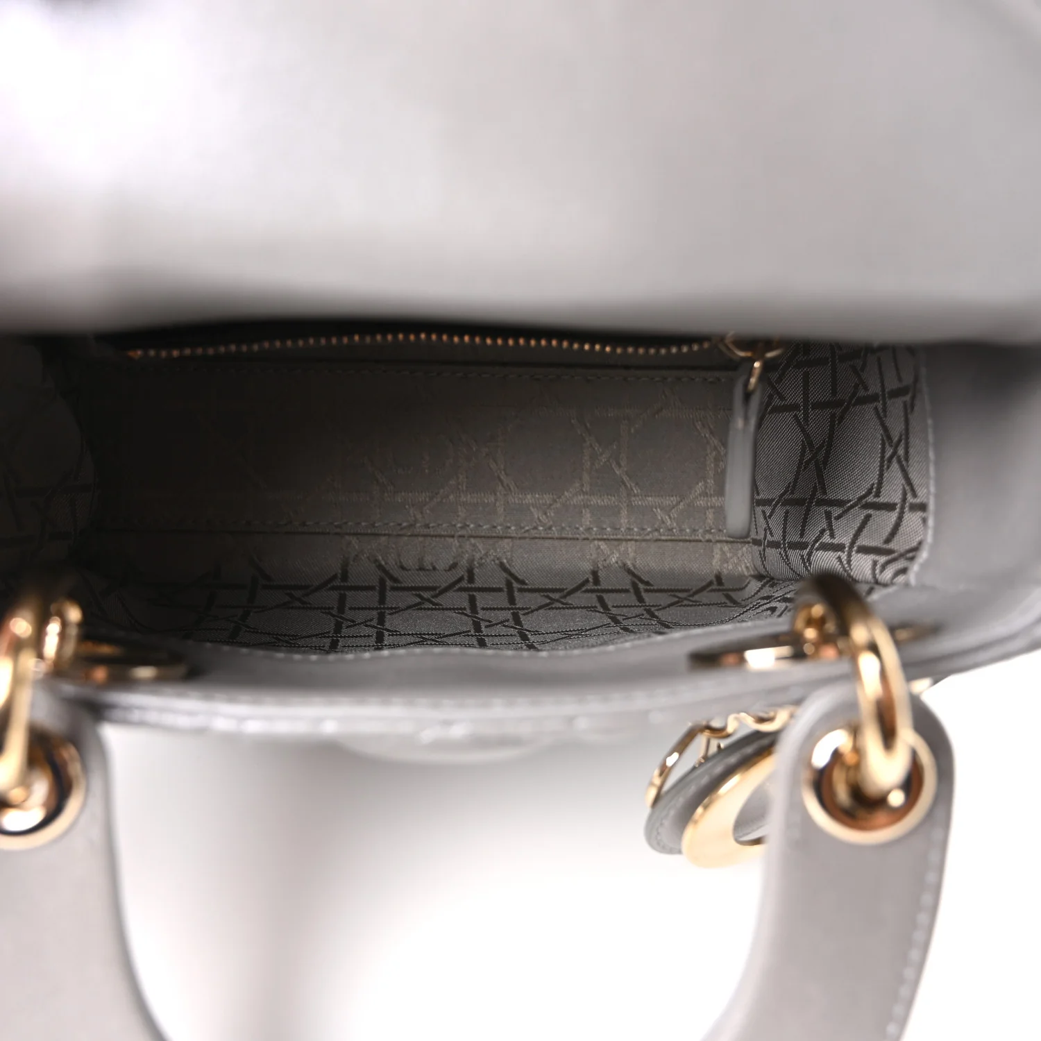 Metallic Lambskin Cannage Mini Lady Dior Grey - Image 9