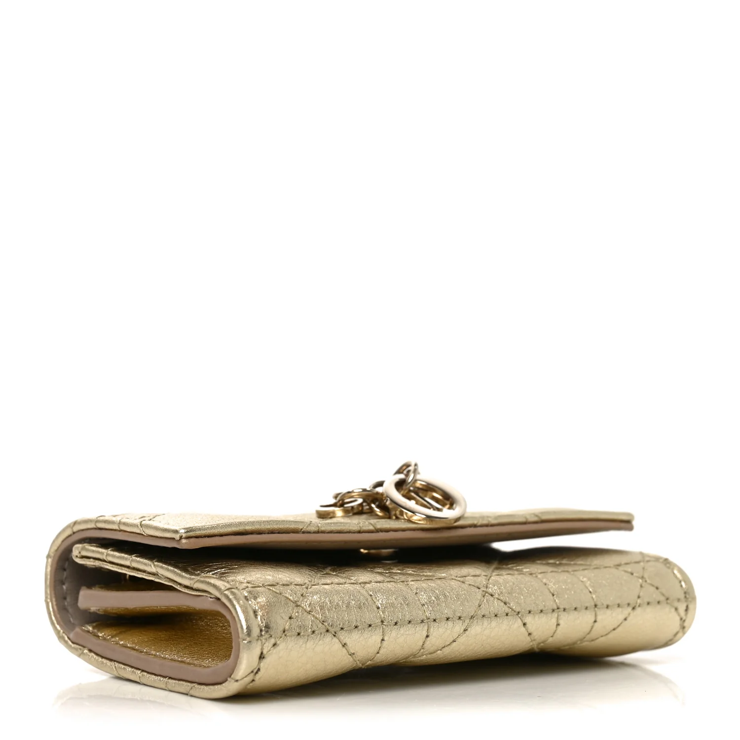 Metallic Lambskin Cannage My Dior Glycine Wallet Gold - Image 4