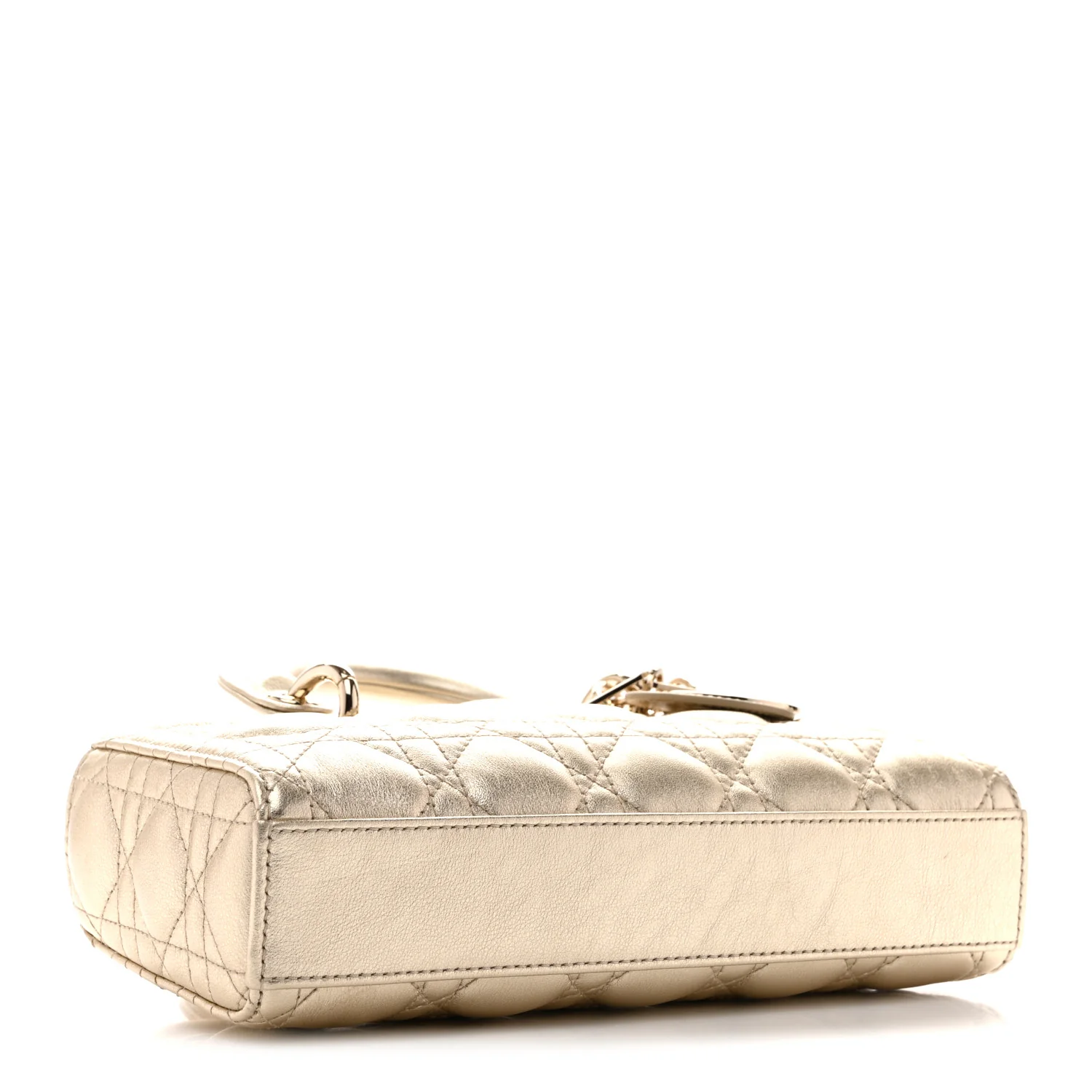 Metallic Lambskin Cannage Small Lady D-Joy Gold - Image 3