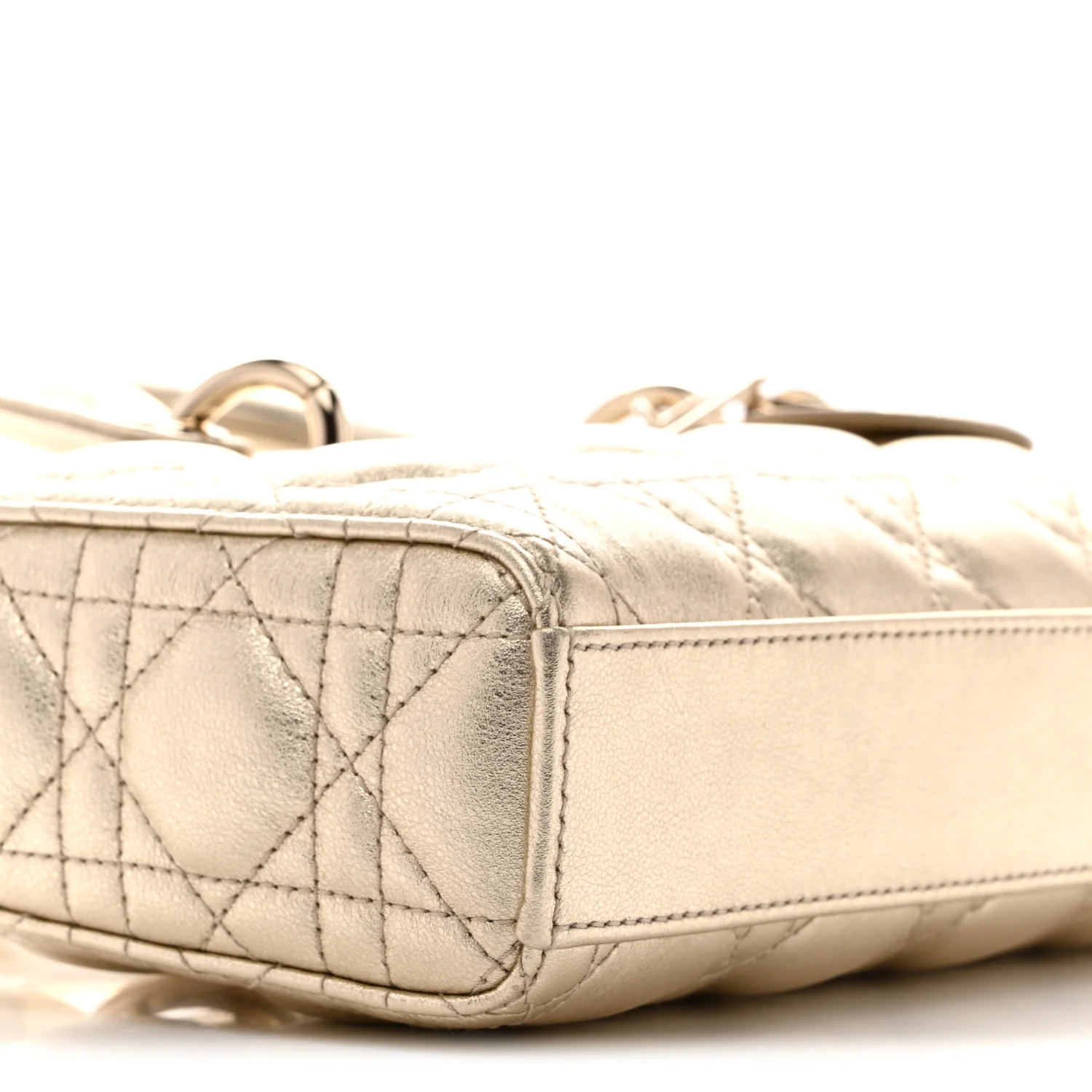 Metallic Lambskin Cannage Small Lady D-Joy Gold - Image 8