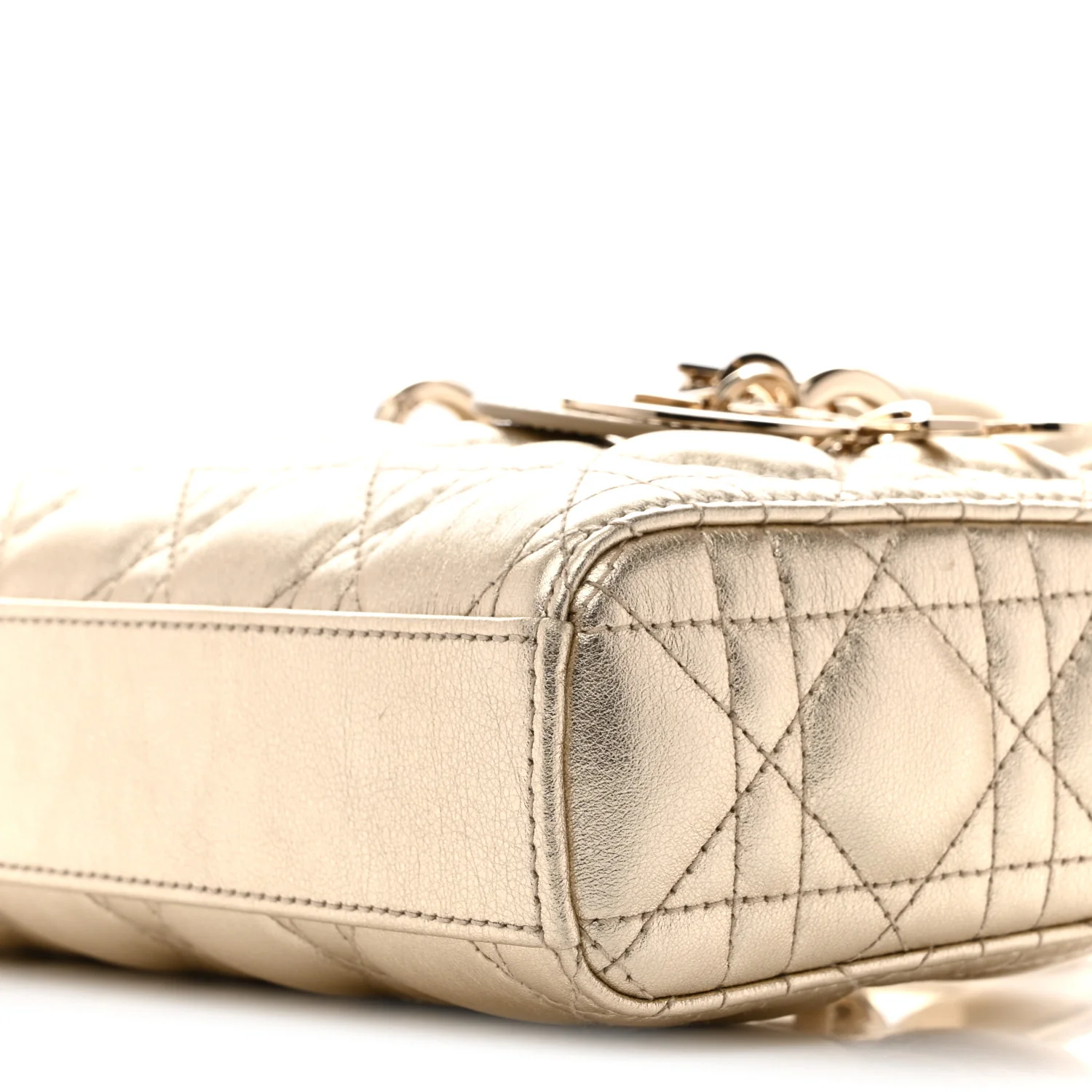 Metallic Lambskin Cannage Small Lady D-Joy Gold - Image 9