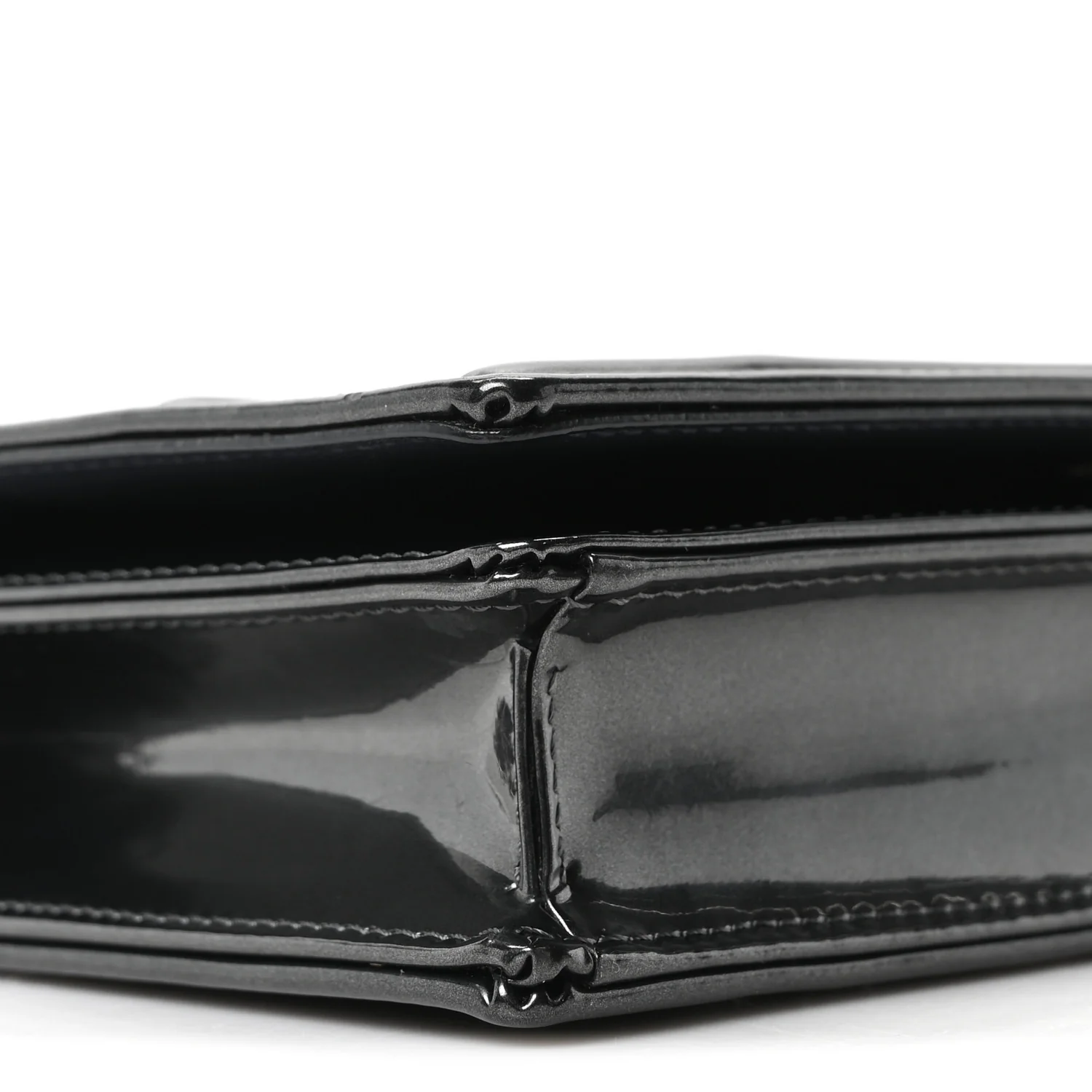 Metallic Patent Micro-Cannage Diorama Wallet on Chain Pouch Onyx Black - Image 9