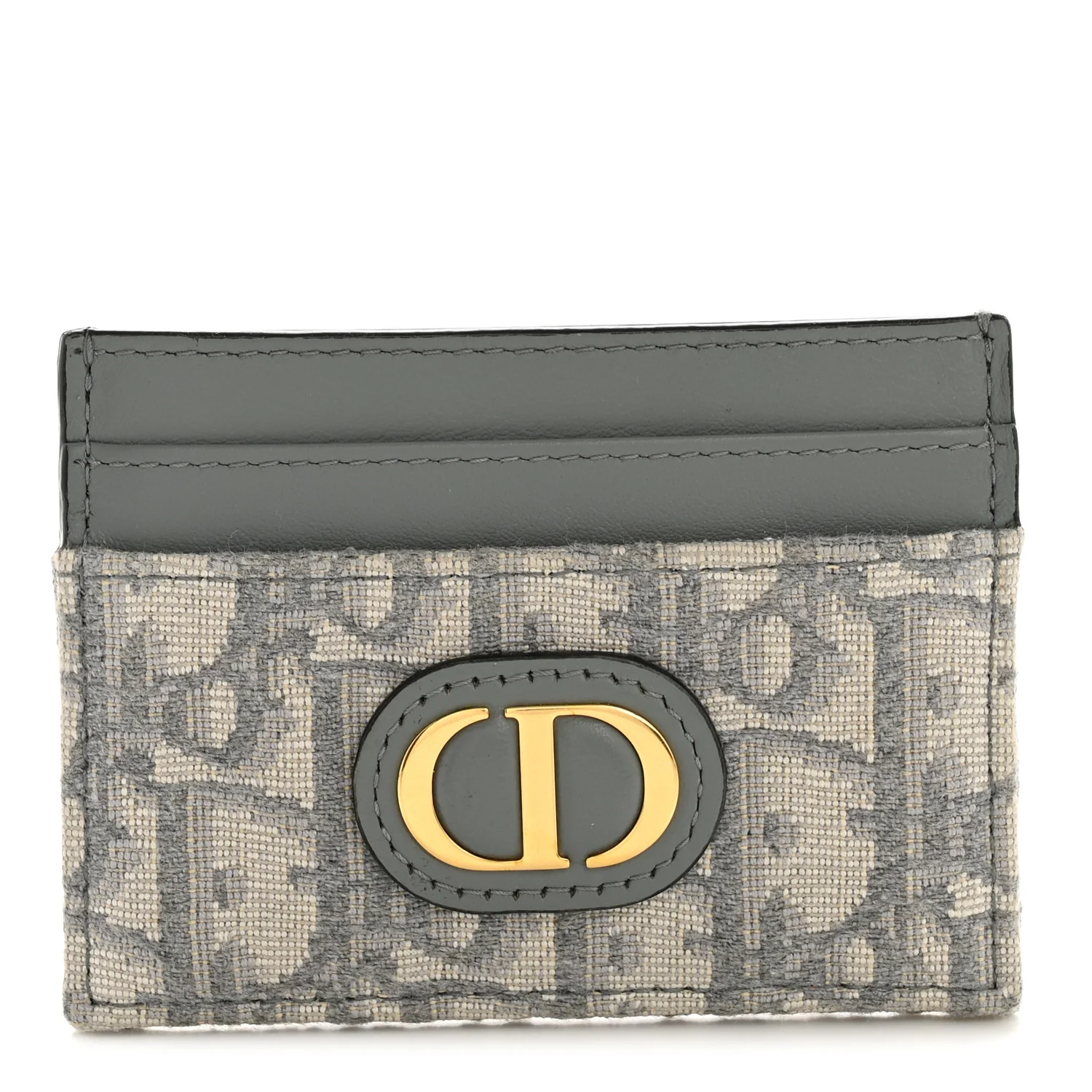 Oblique Calfskin 30 Montaigne Freesia Card Holder Grey