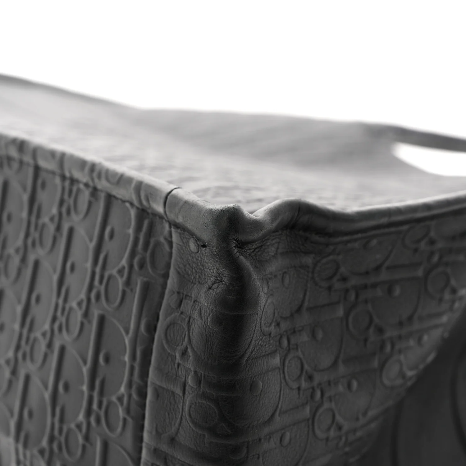 Oblique Calfskin Embossed Large Book Tote TBlack - Image 12
