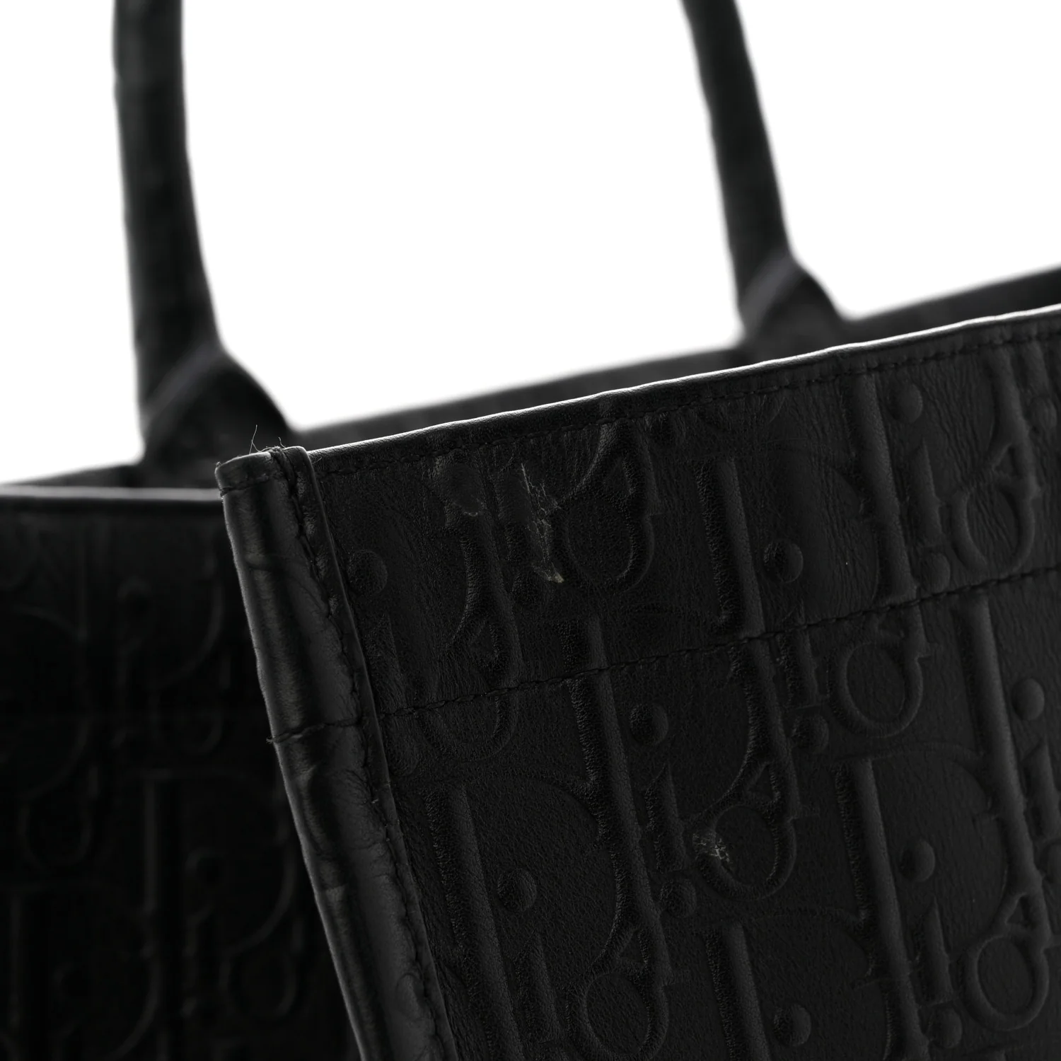Oblique Calfskin Embossed Large Book Tote TBlack - Image 13