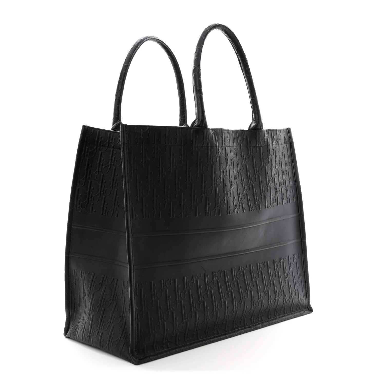 Oblique Calfskin Embossed Large Book Tote TBlack - Image 3