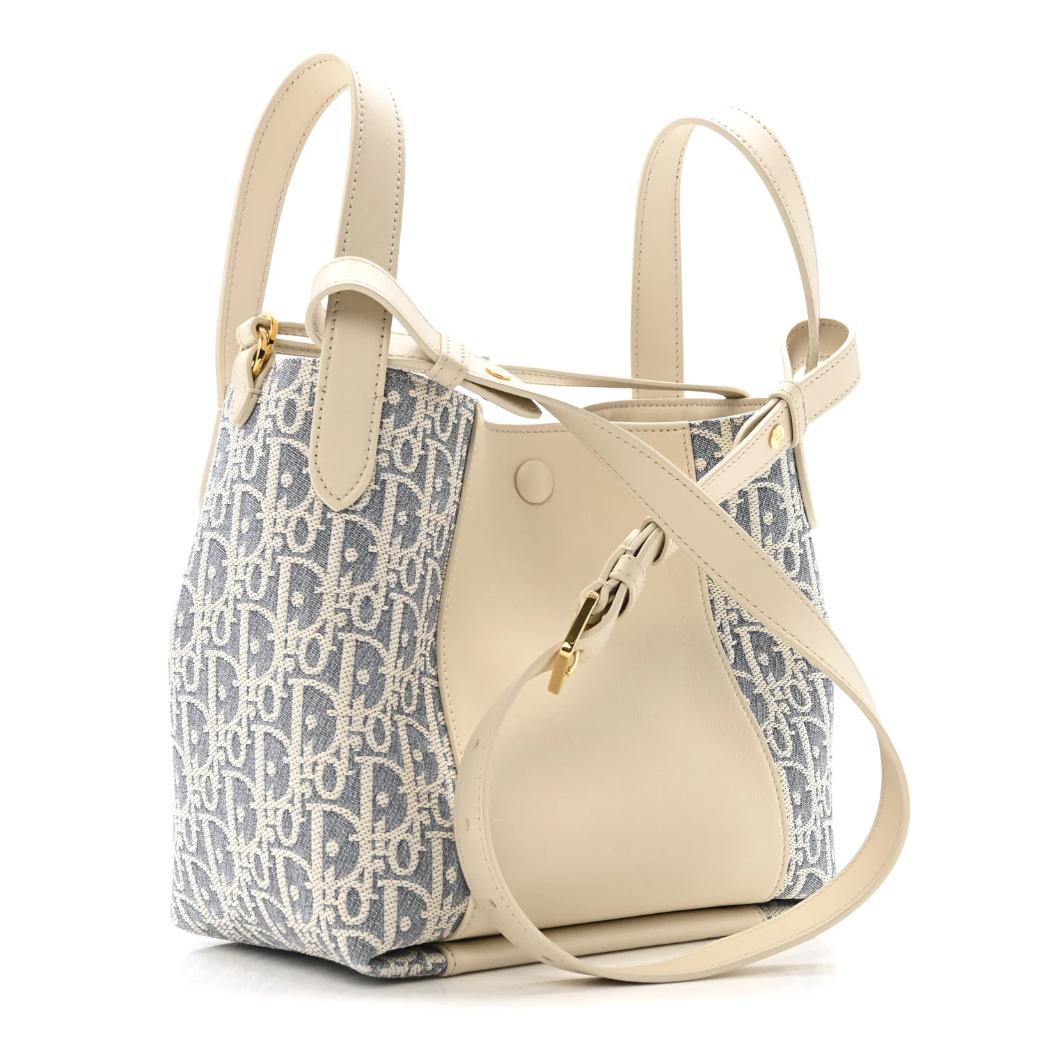 Oblique Calfskin Medium Signature Bucket Bag Beige - Image 2