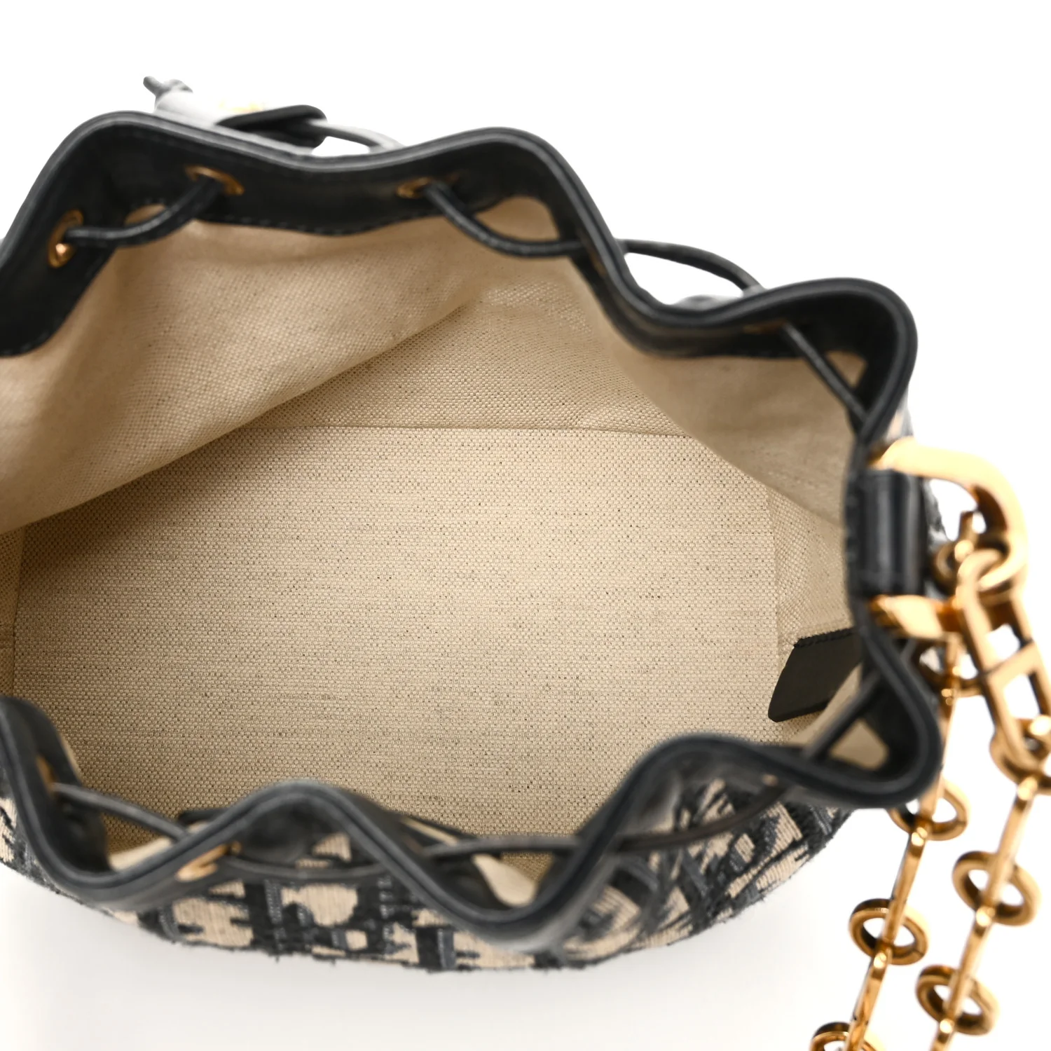 Oblique Drawstring Chain Bucket Bag Blue - Image 5