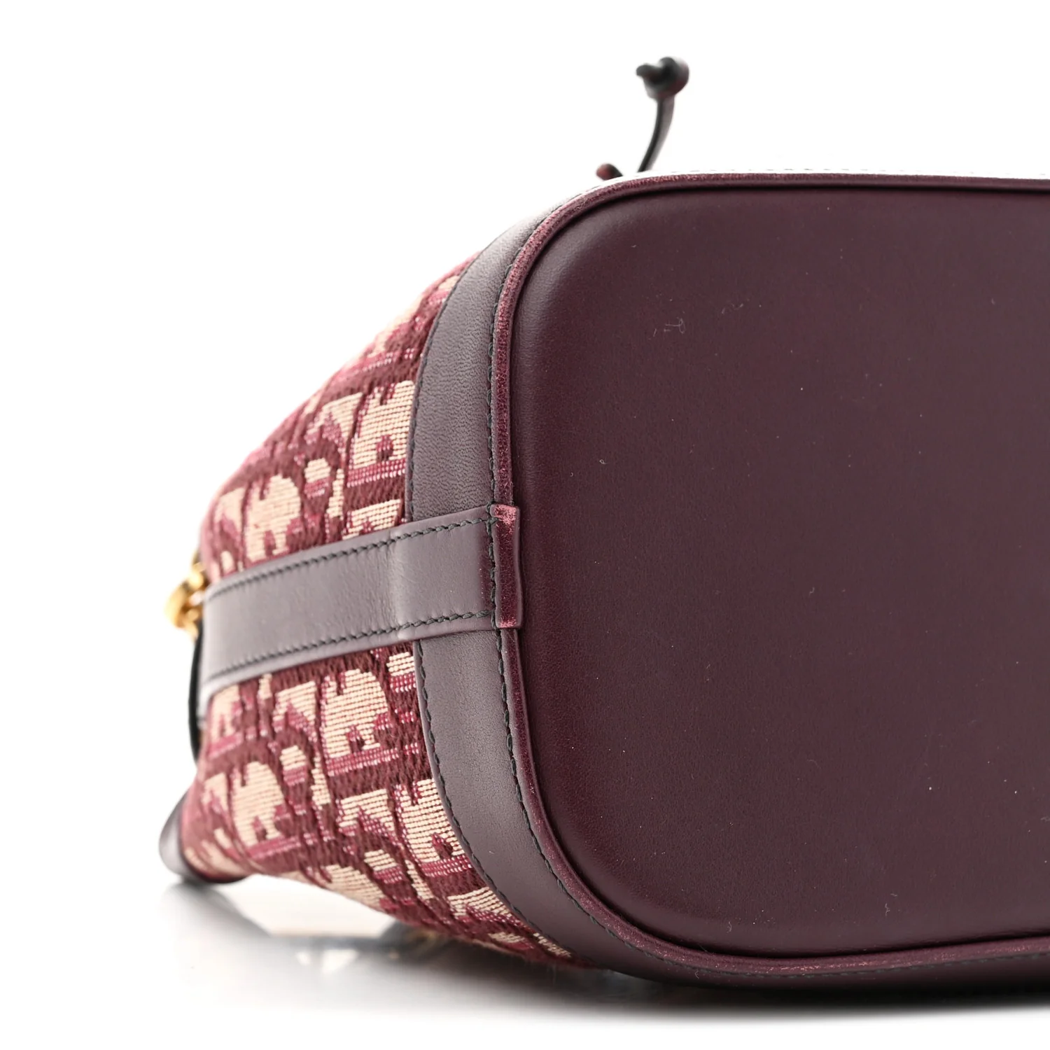 Oblique Drawstring Chain Bucket Bag Burgundy - Image 8