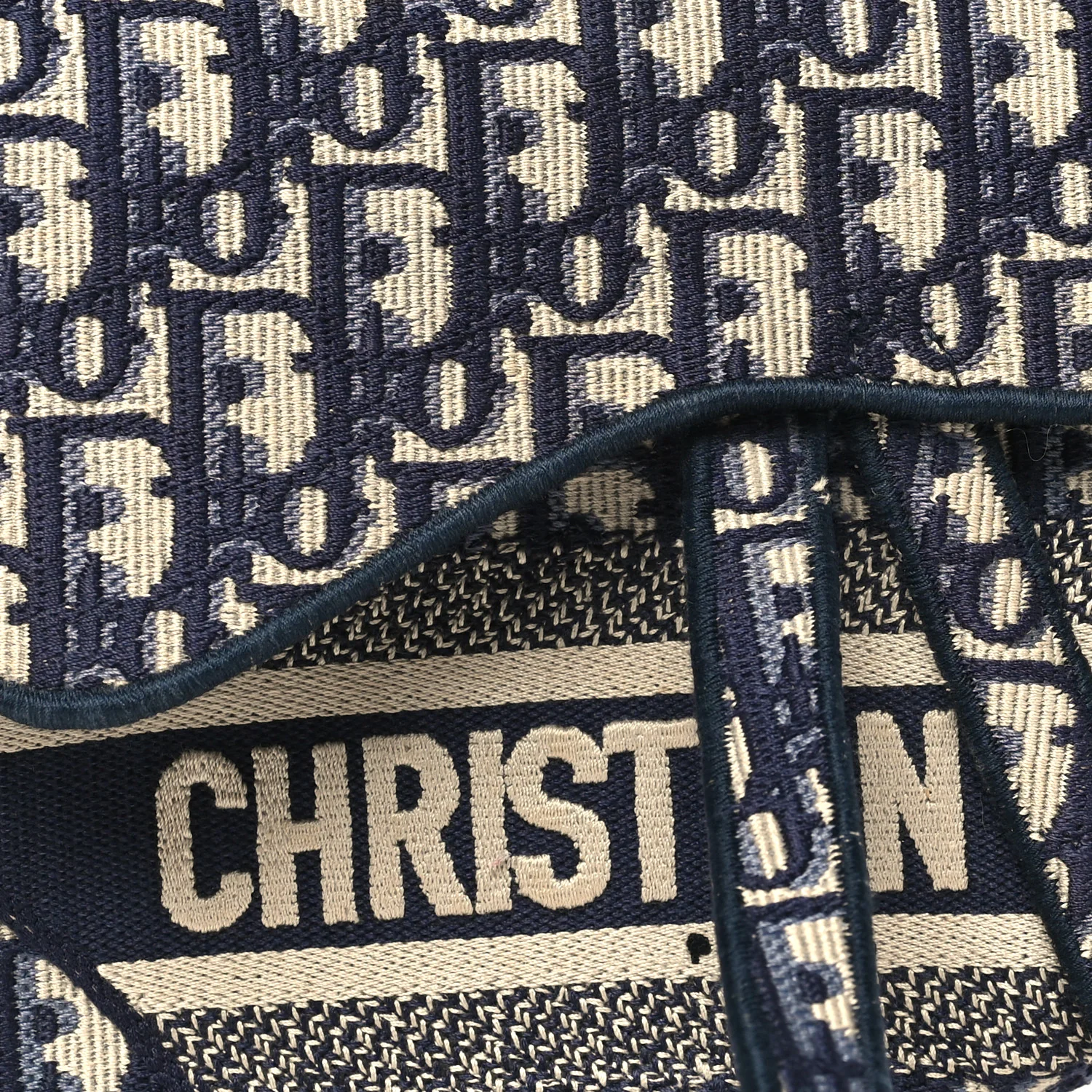 Oblique Embroidered Saddle Bag Blue - Image 8