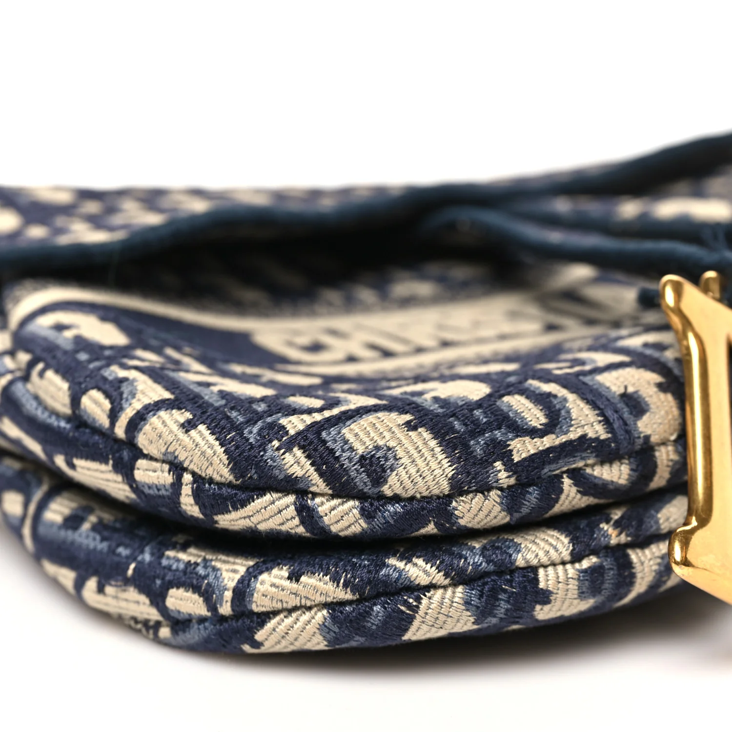 Oblique Embroidered Saddle Bag Blue - Image 9