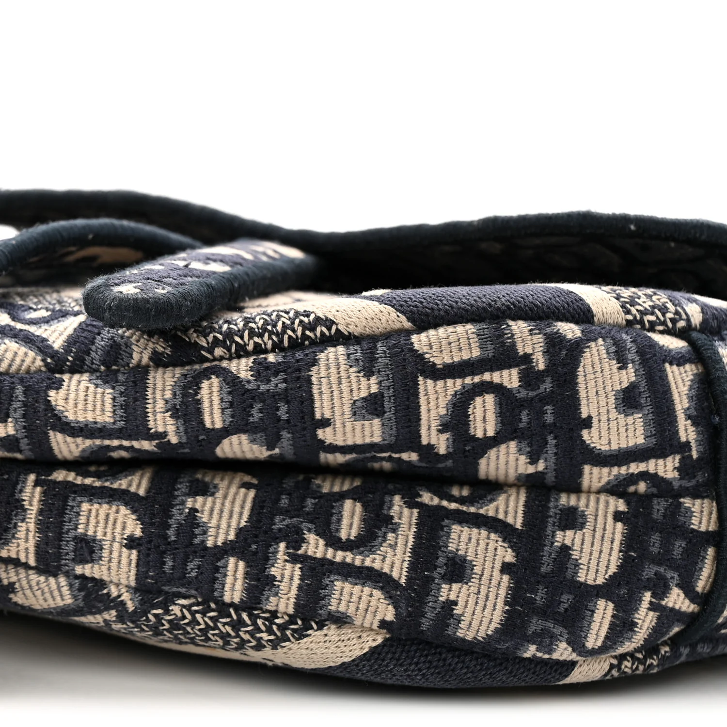 Oblique Embroidered Saddle Bag Blue - Image 10
